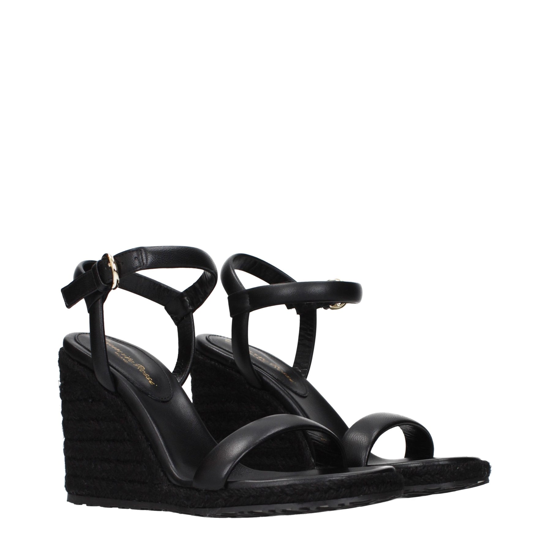 Gianvito Rossi Black Leather Wedge Sandals | Regal Royce