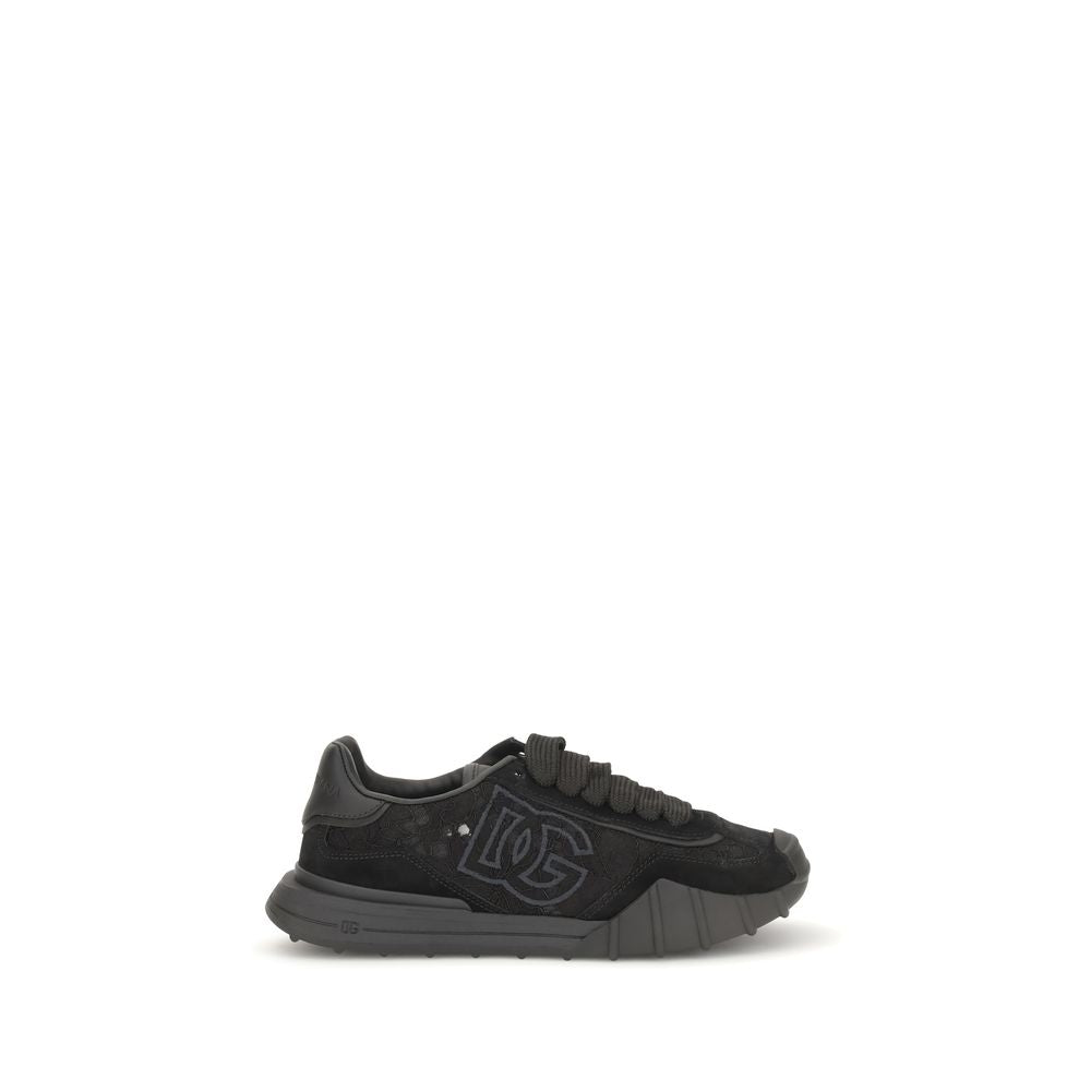 Dolce & Gabbana Black Calf Leather Bos Taurus Chunky Sneakers | Regal Royce