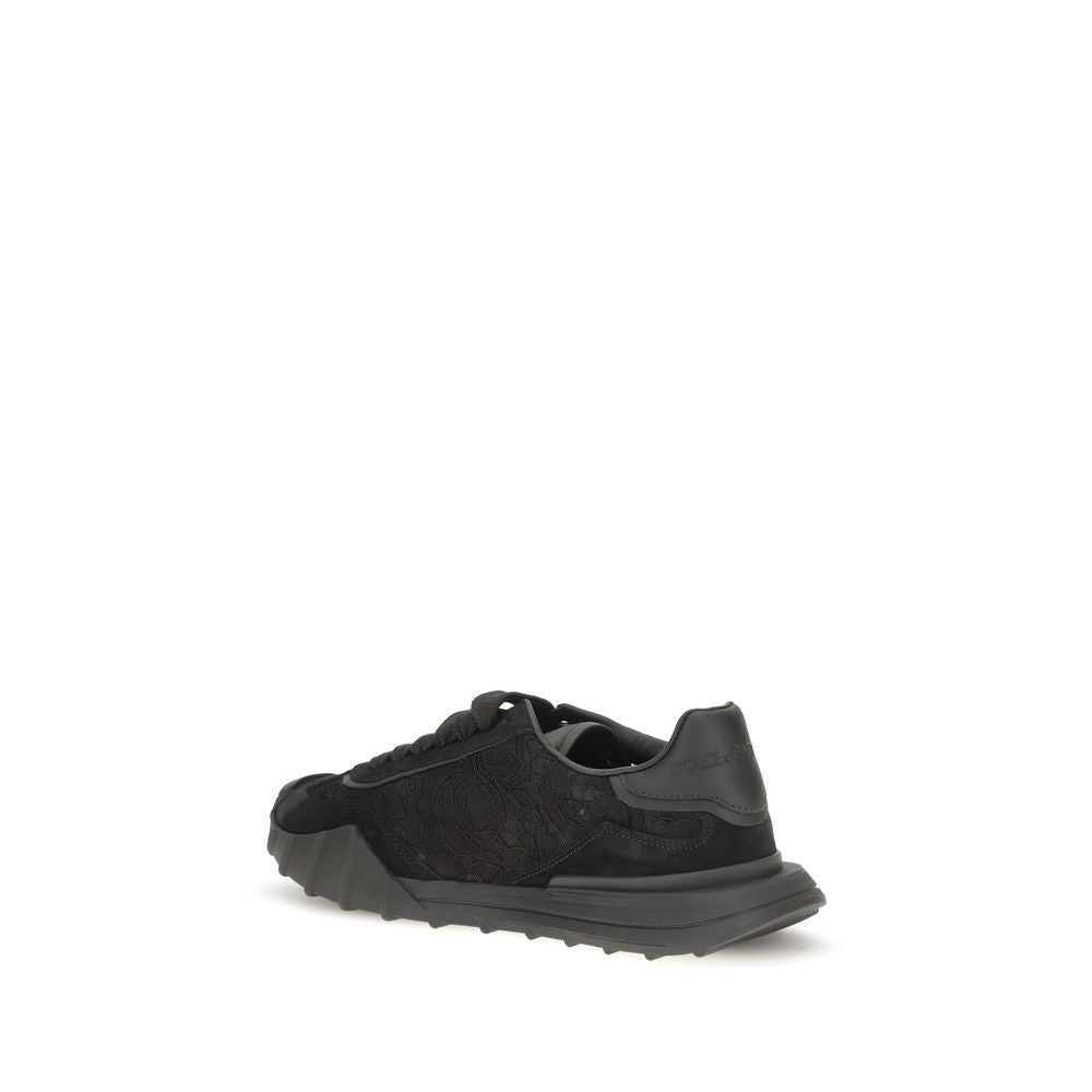 Dolce & Gabbana Black Calf Leather Bos Taurus Chunky Sneakers | Regal Royce