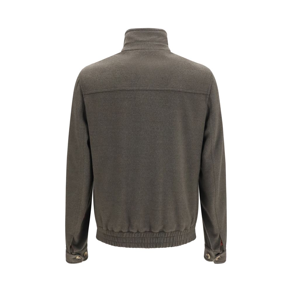 Brunello Cucinelli Gray Wool Oves Aries Full-Length Jacket | Regal Royce