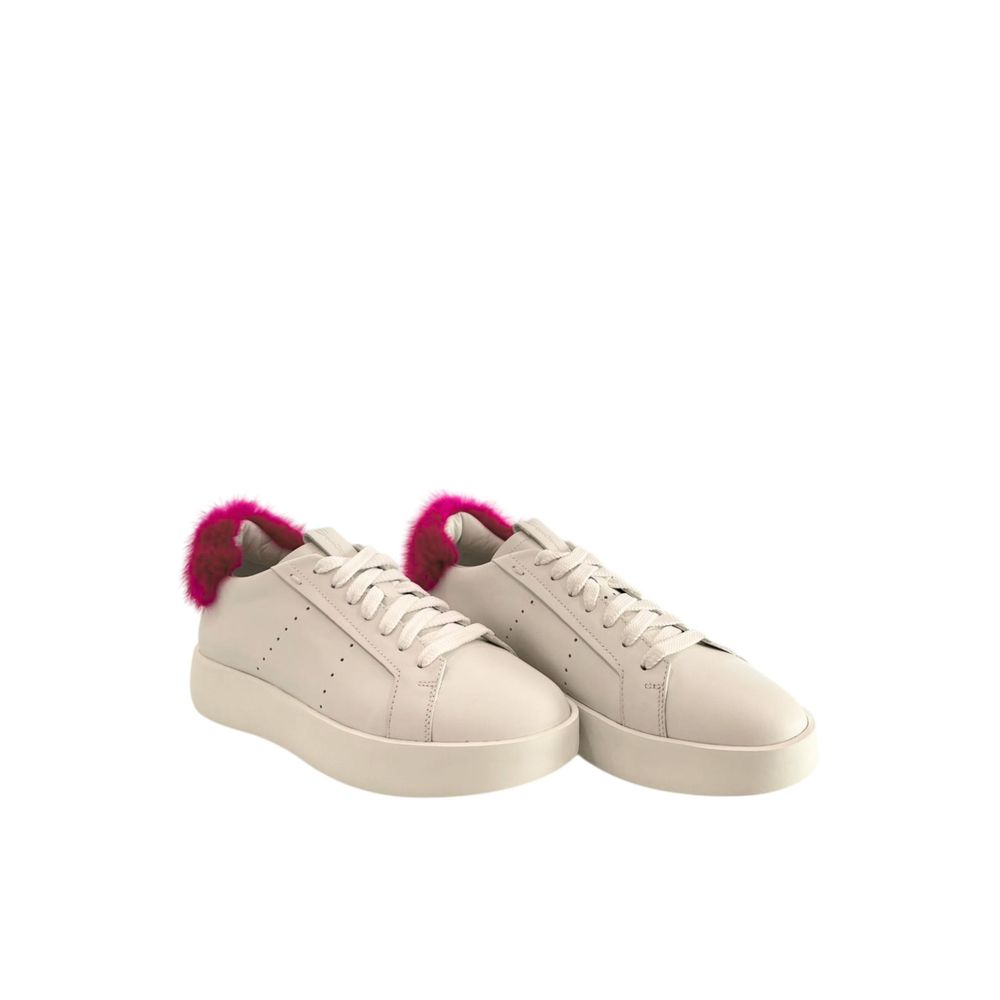 Santoni White Leather Women Sneakers | Regal Royce