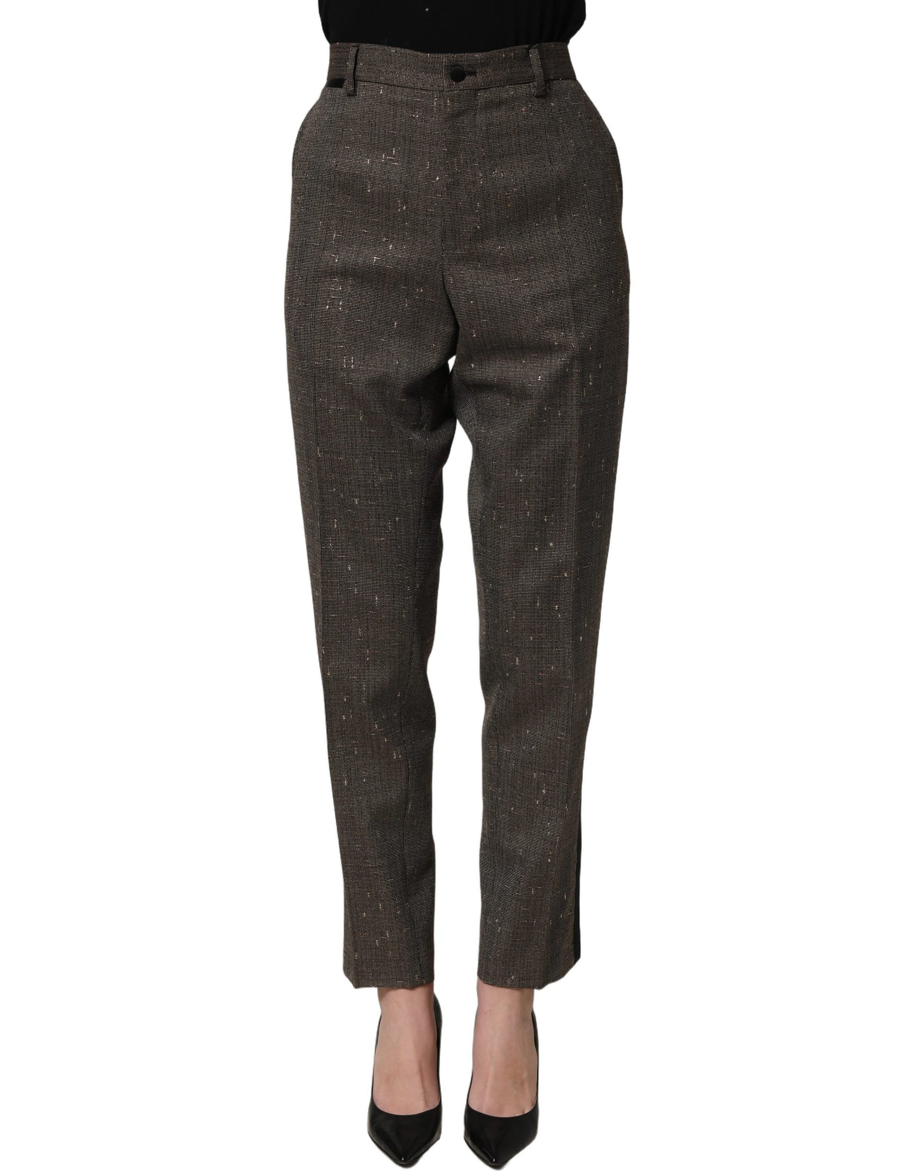 Dolce & Gabbana Dark Brown HighWaist Tapered Trouser Pants | Regal Royce
