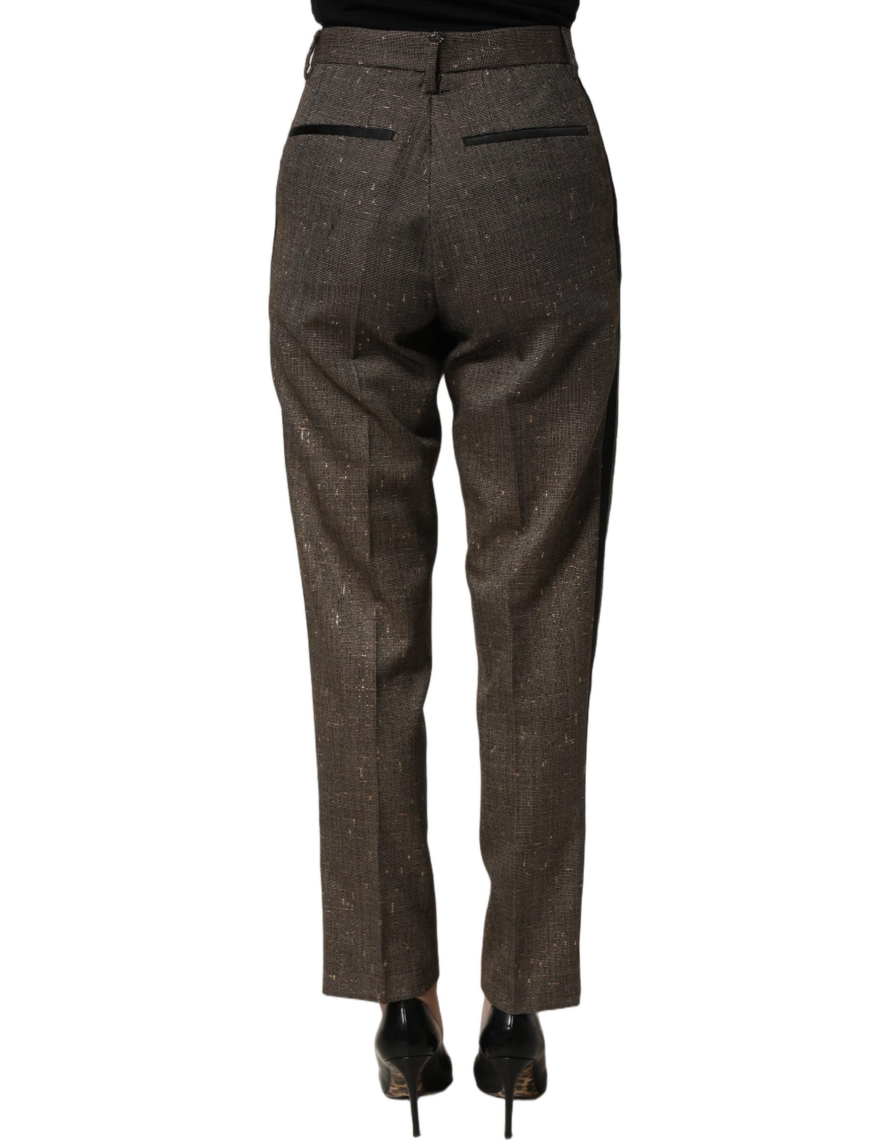 Dolce & Gabbana Dark Brown HighWaist Tapered Trouser Pants | Regal Royce