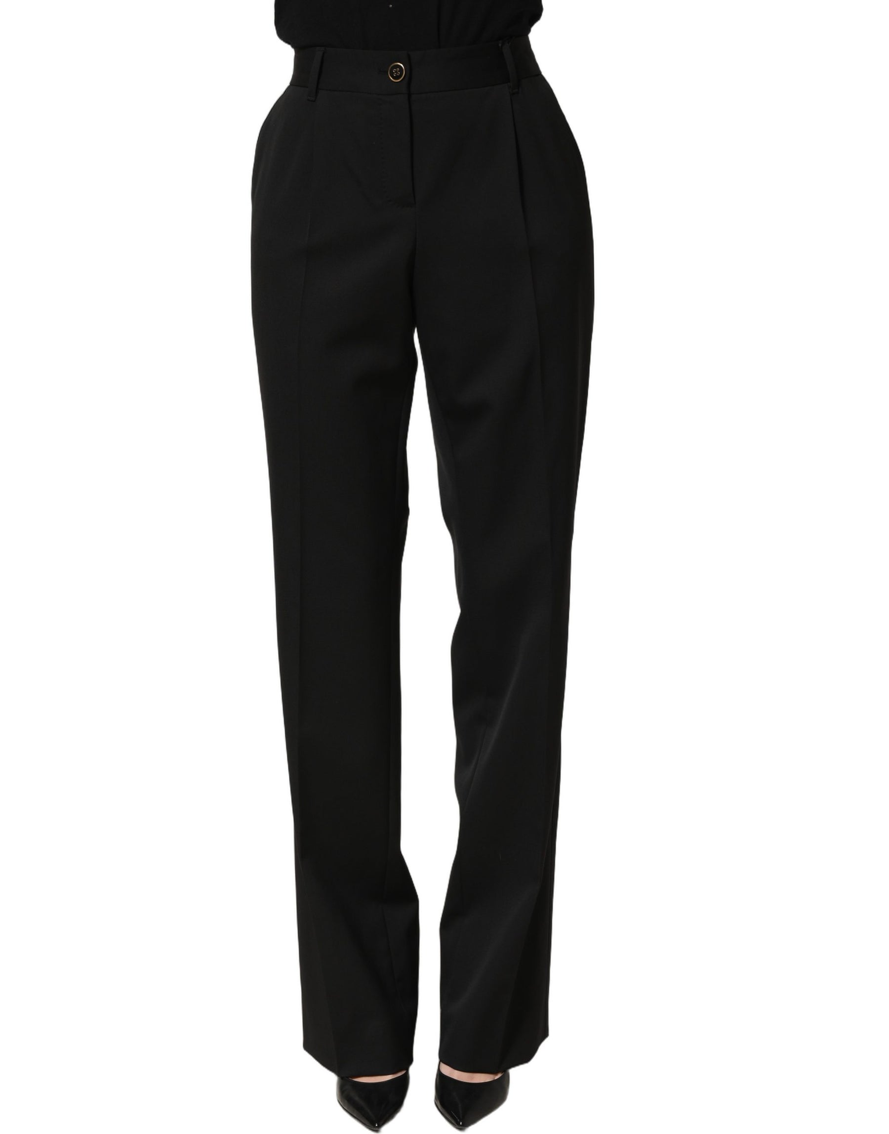 Dolce & Gabbana Black High Waist Straight Dress Trouser Pants | Regal Royce
