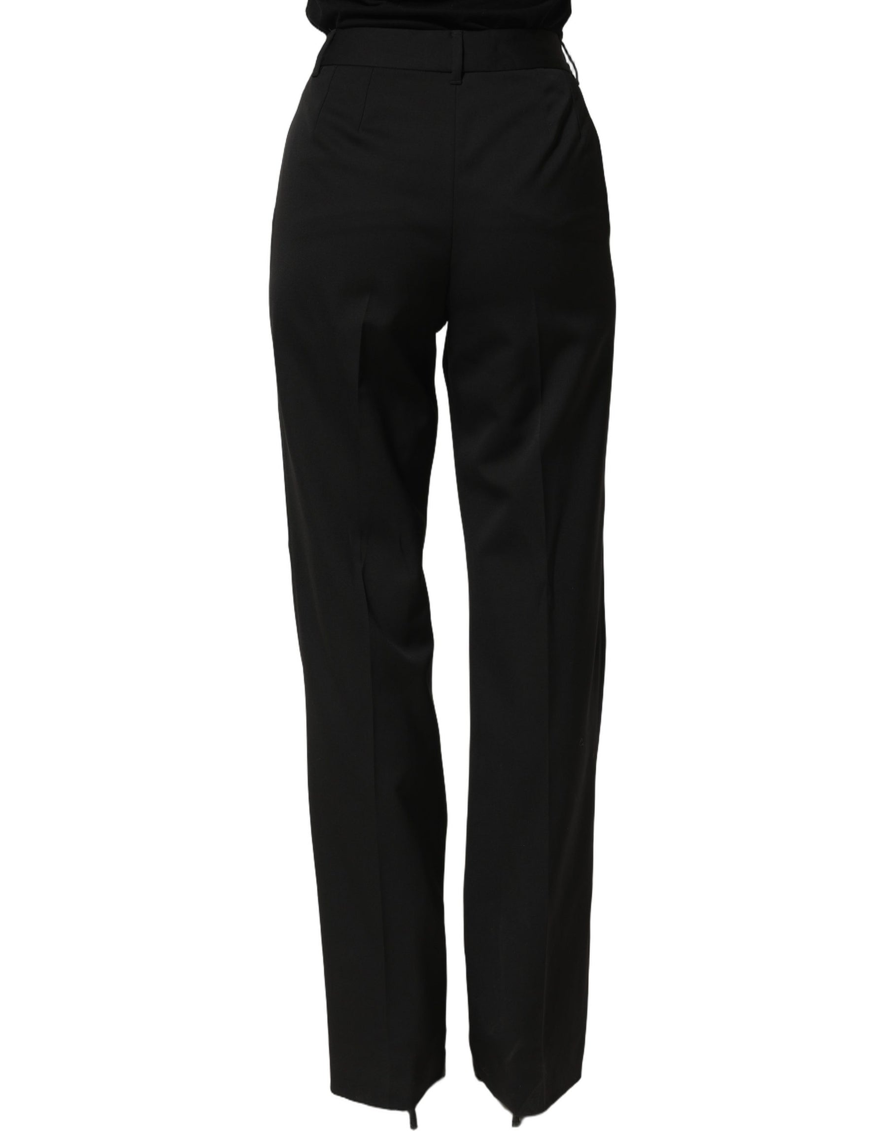 Dolce & Gabbana Black High Waist Straight Dress Trouser Pants | Regal Royce