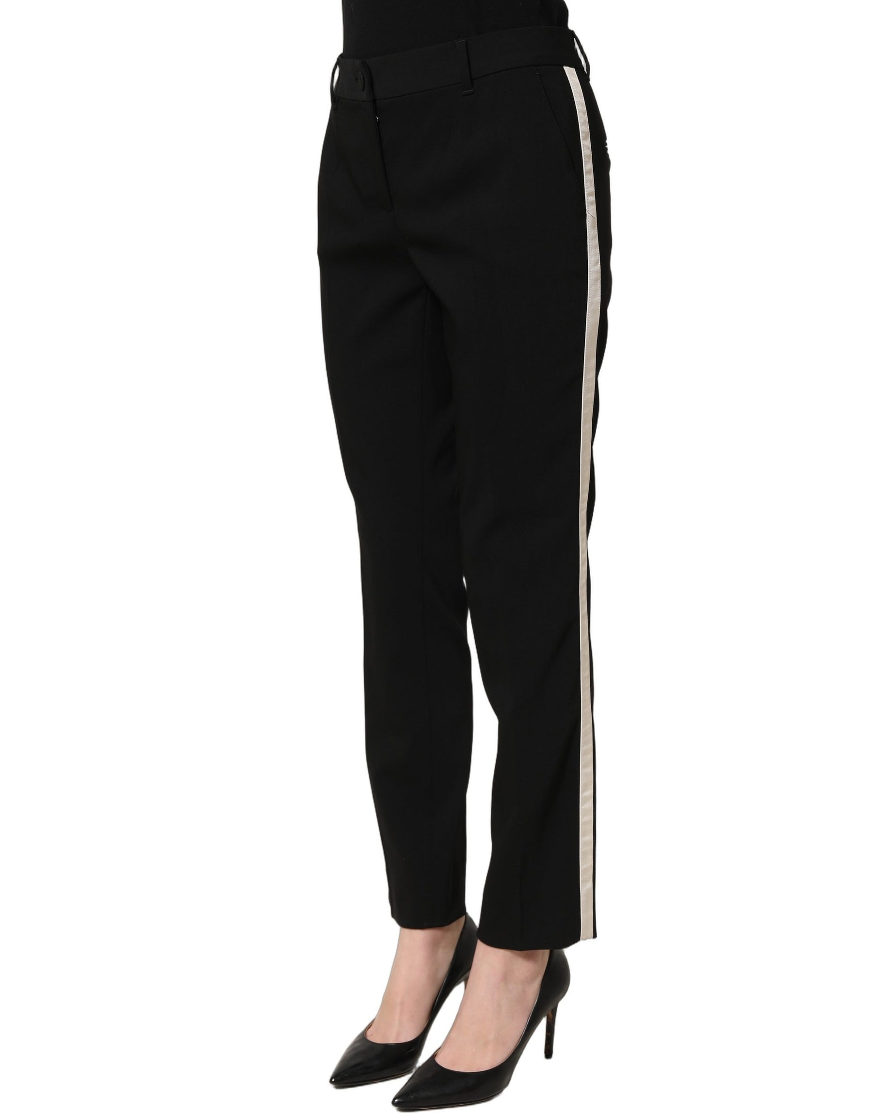 Dolce & Gabbana Black HighWaist Straight Dress Trouser Pants | Regal Royce