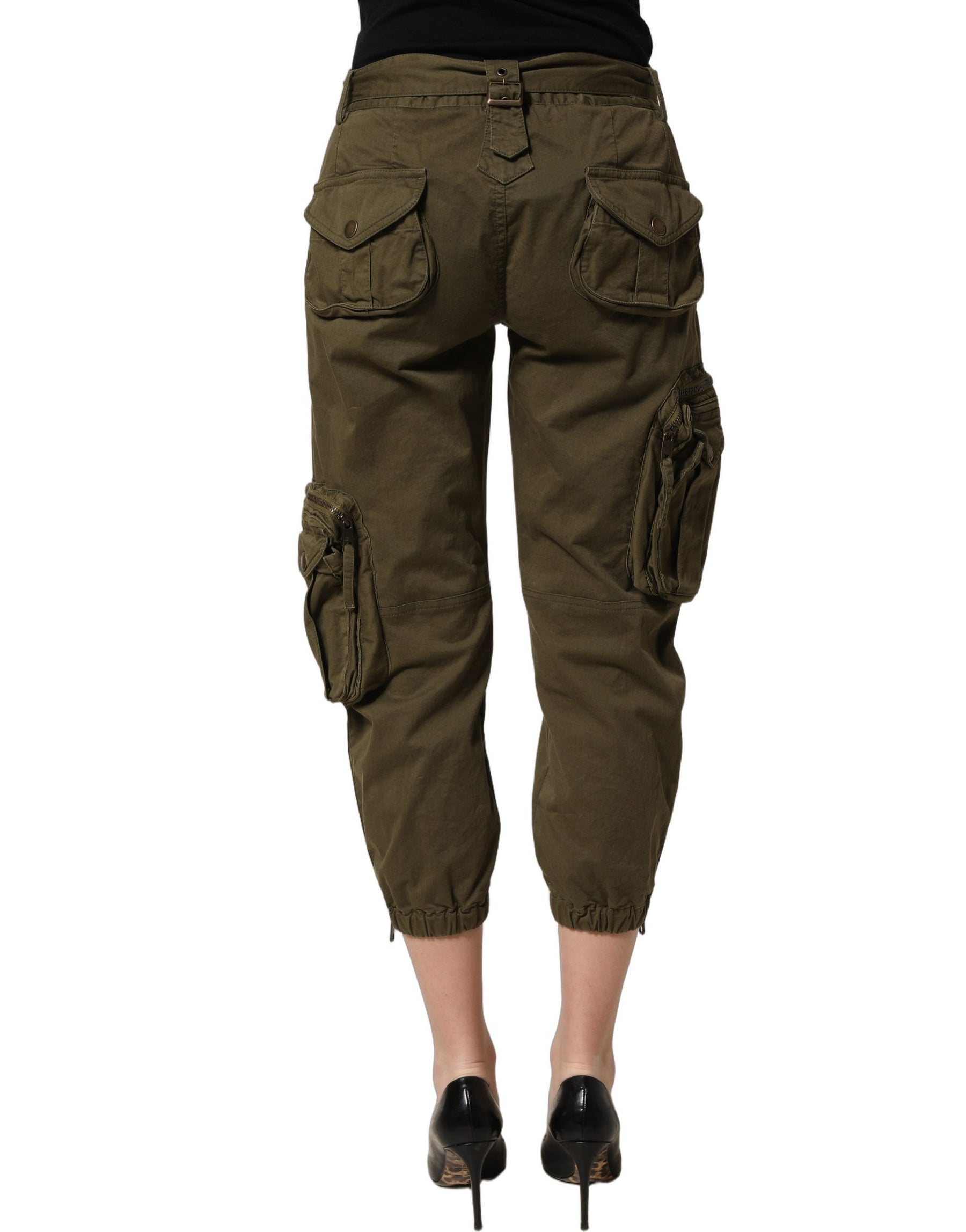 Dolce & Gabbana Olive Green High Waist Cargo Trouser Pants | Regal Royce