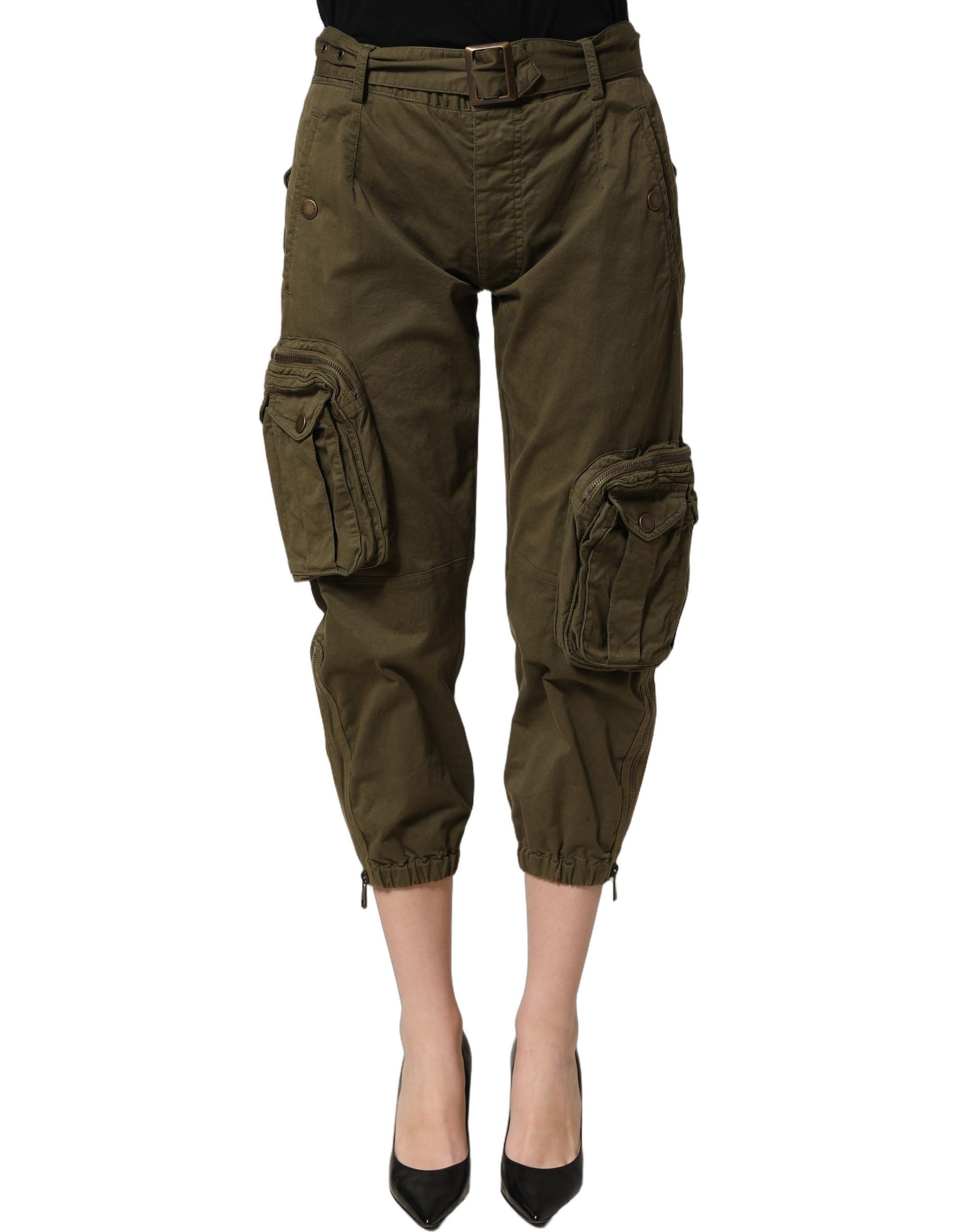 Dolce & Gabbana Olive Green High Waist Cargo Trouser Pants | Regal Royce