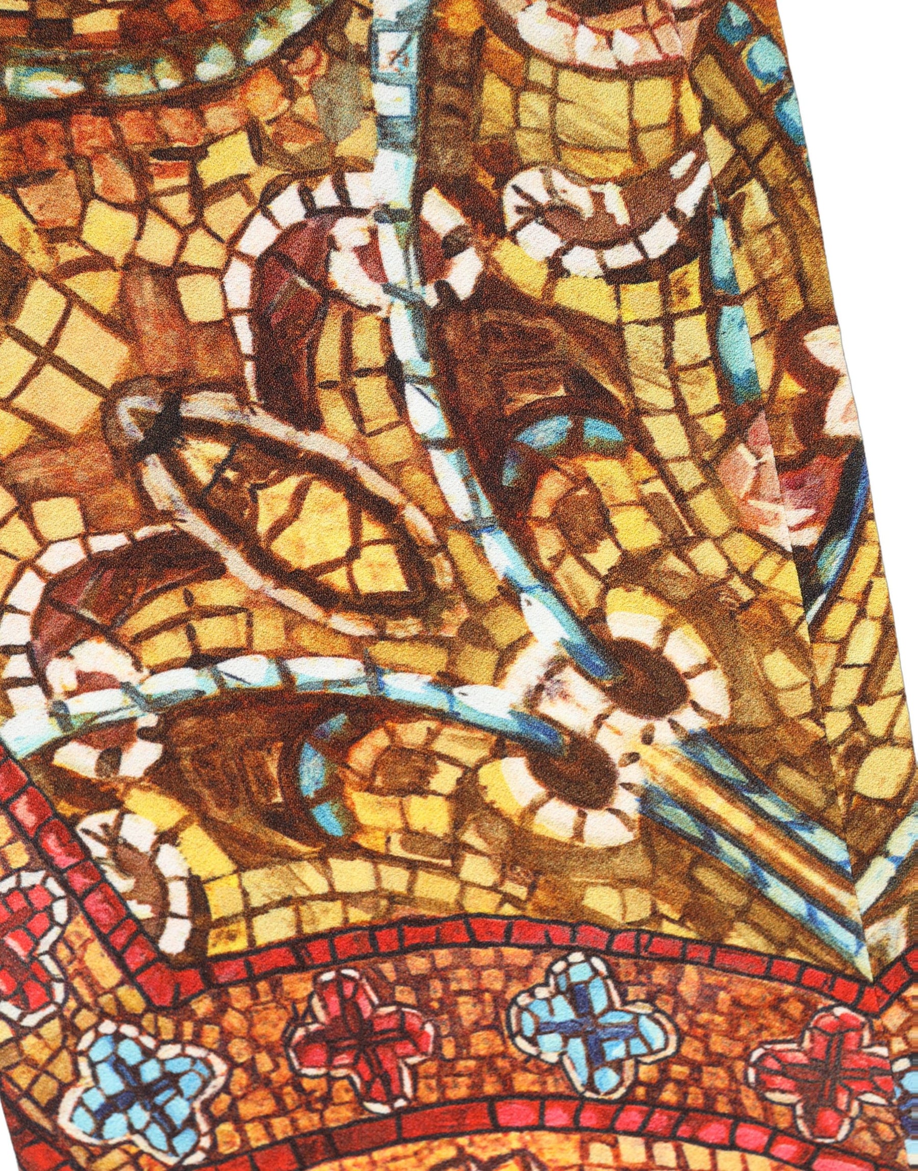 Dolce & Gabbana Multicolor Mosaic Print Crepe Cropped Trouser Pants | Regal Royce