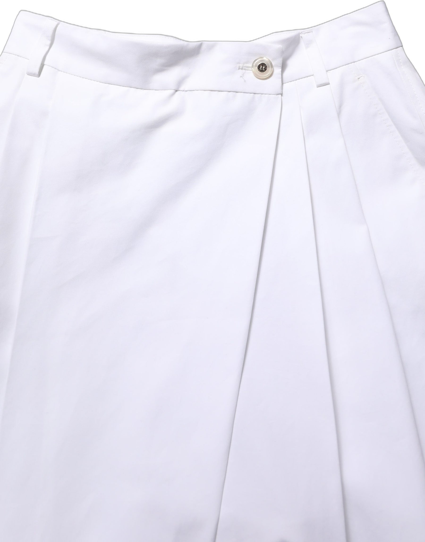 Dolce & Gabbana White Cotton High Waist Pleated Wide Leg Pants | Regal Royce