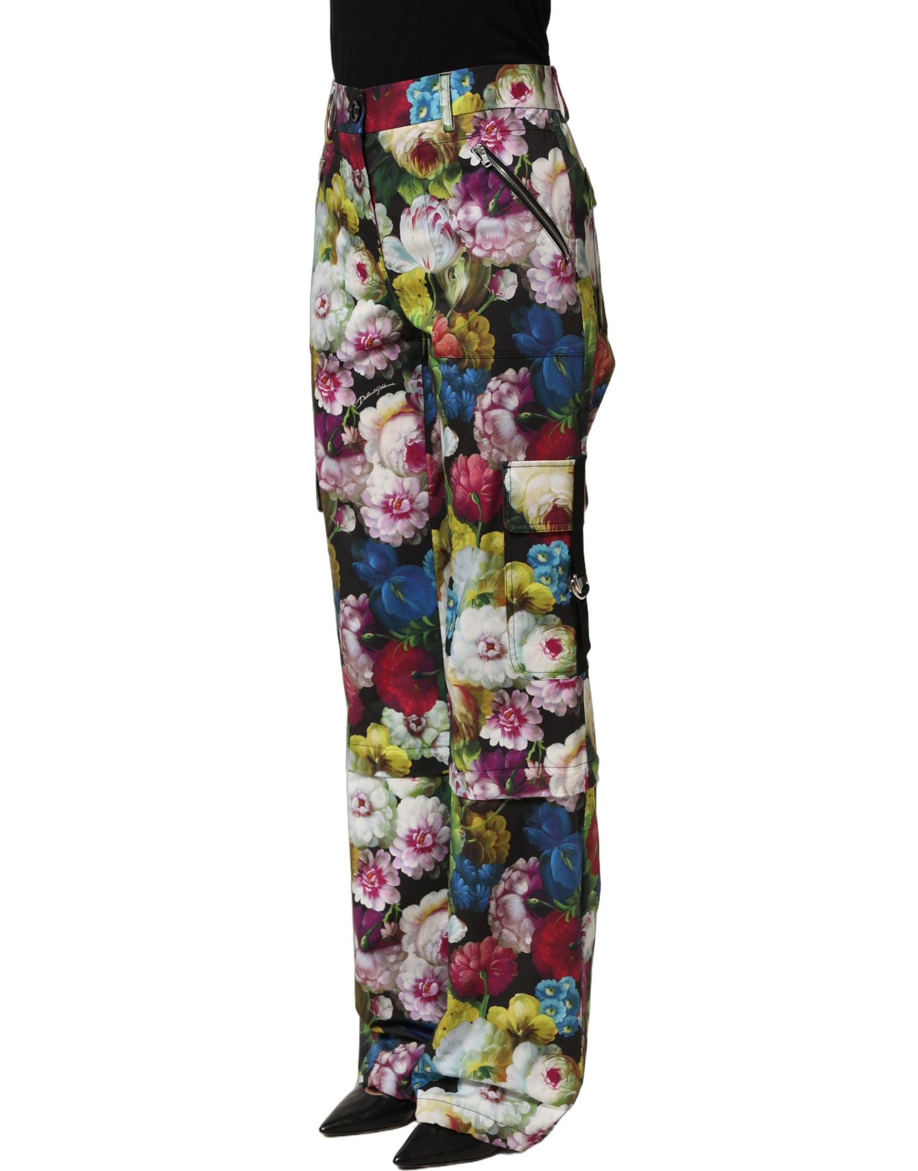 Dolce & Gabbana Multicolor Floral High Waist Wide Leg Pants | Regal Royce