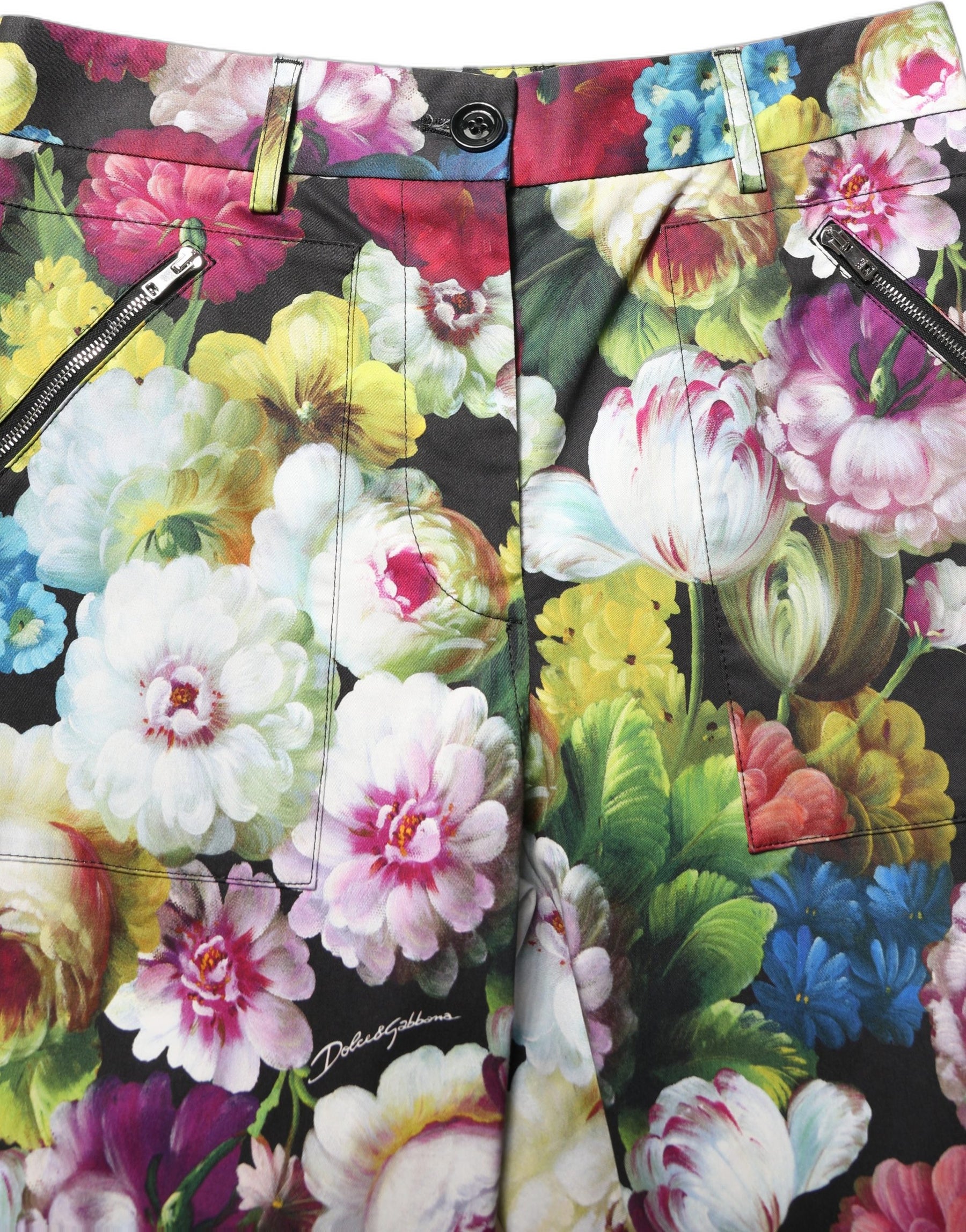 Dolce & Gabbana Multicolor Floral High Waist Wide Leg Pants | Regal Royce