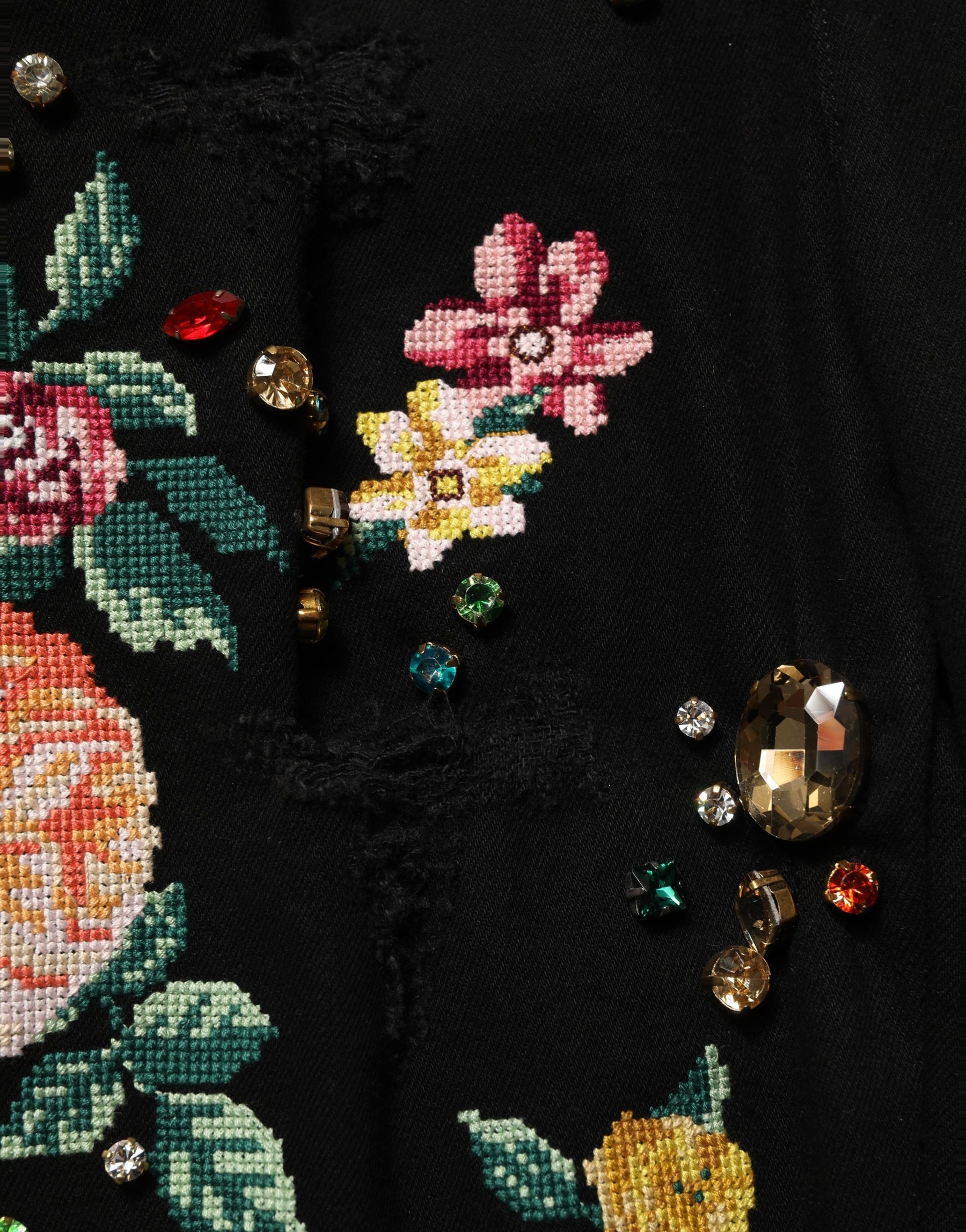Dolce & Gabbana Black Floral Cotton High Waist Tapered Pants | Regal Royce