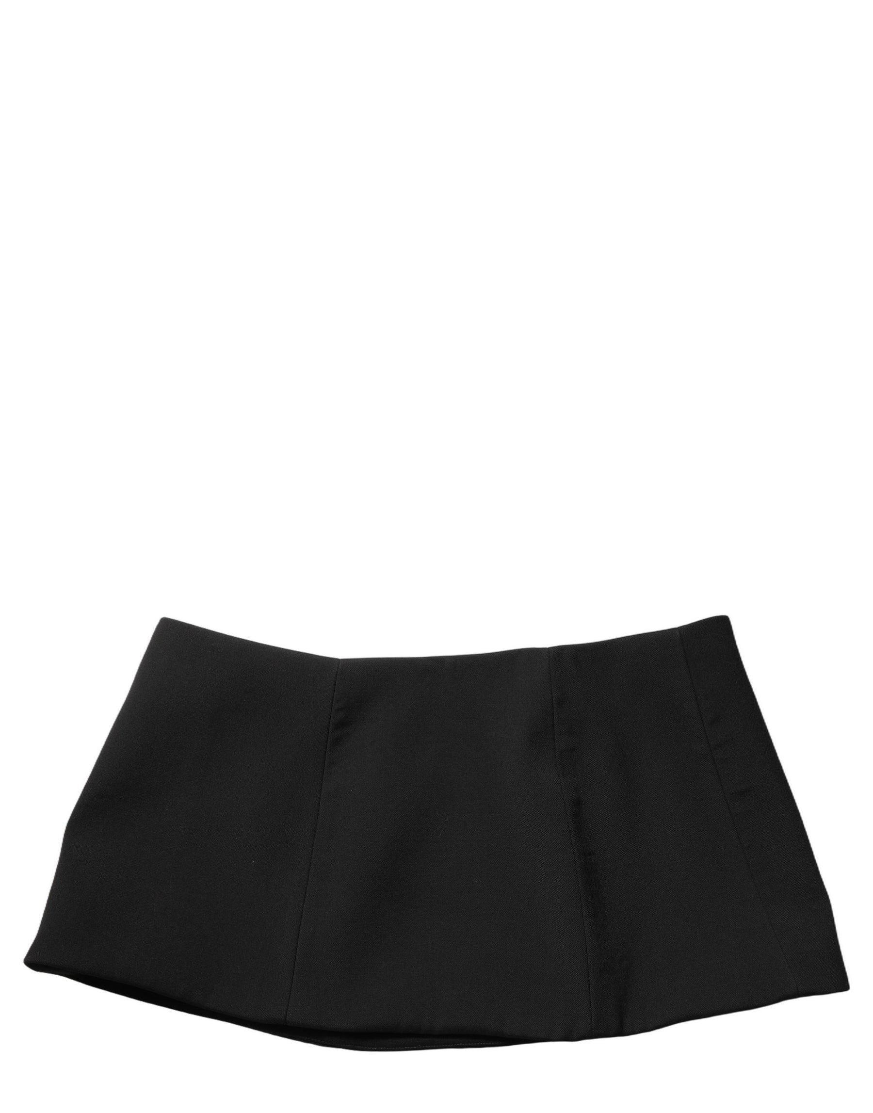 Dolce & Gabbana Black Wool A-line Low Waist Mini Women Skirt | Regal Royce