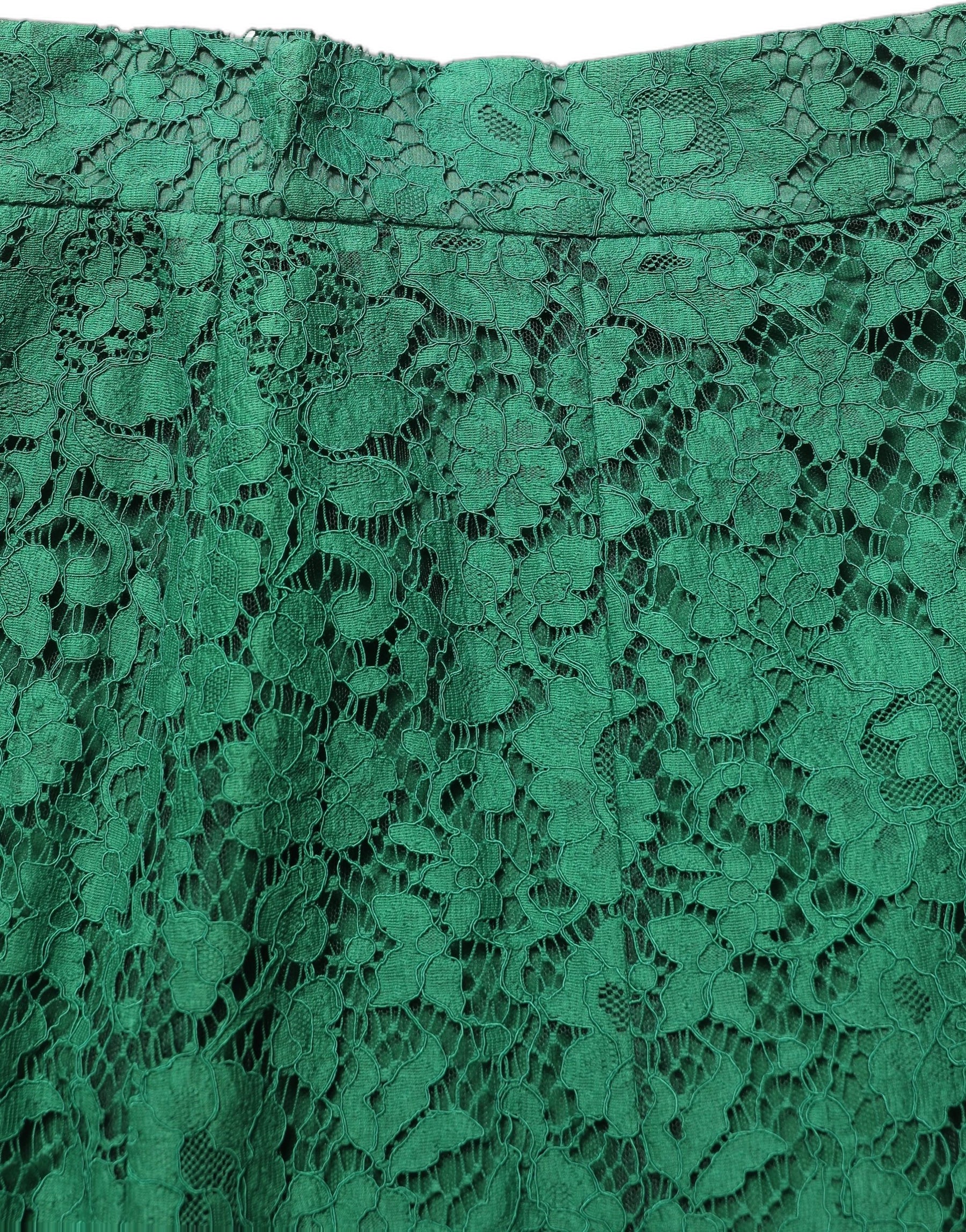 Dolce & Gabbana Green Lace High Waist Mermaid Midi Skirt | Regal Royce
