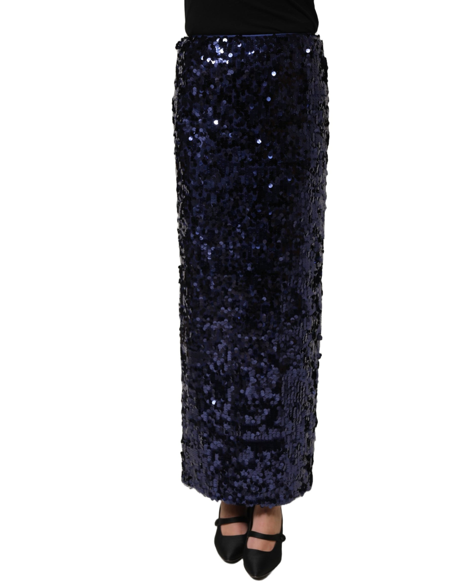 Dolce & Gabbana Blue Sequin High Waist PencilCut Midi Skirt | Regal Royce