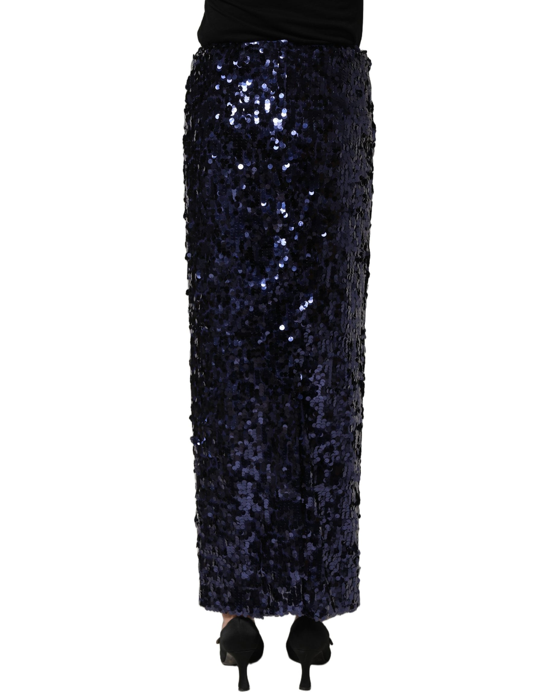 Dolce & Gabbana Blue Sequin High Waist PencilCut Midi Skirt | Regal Royce