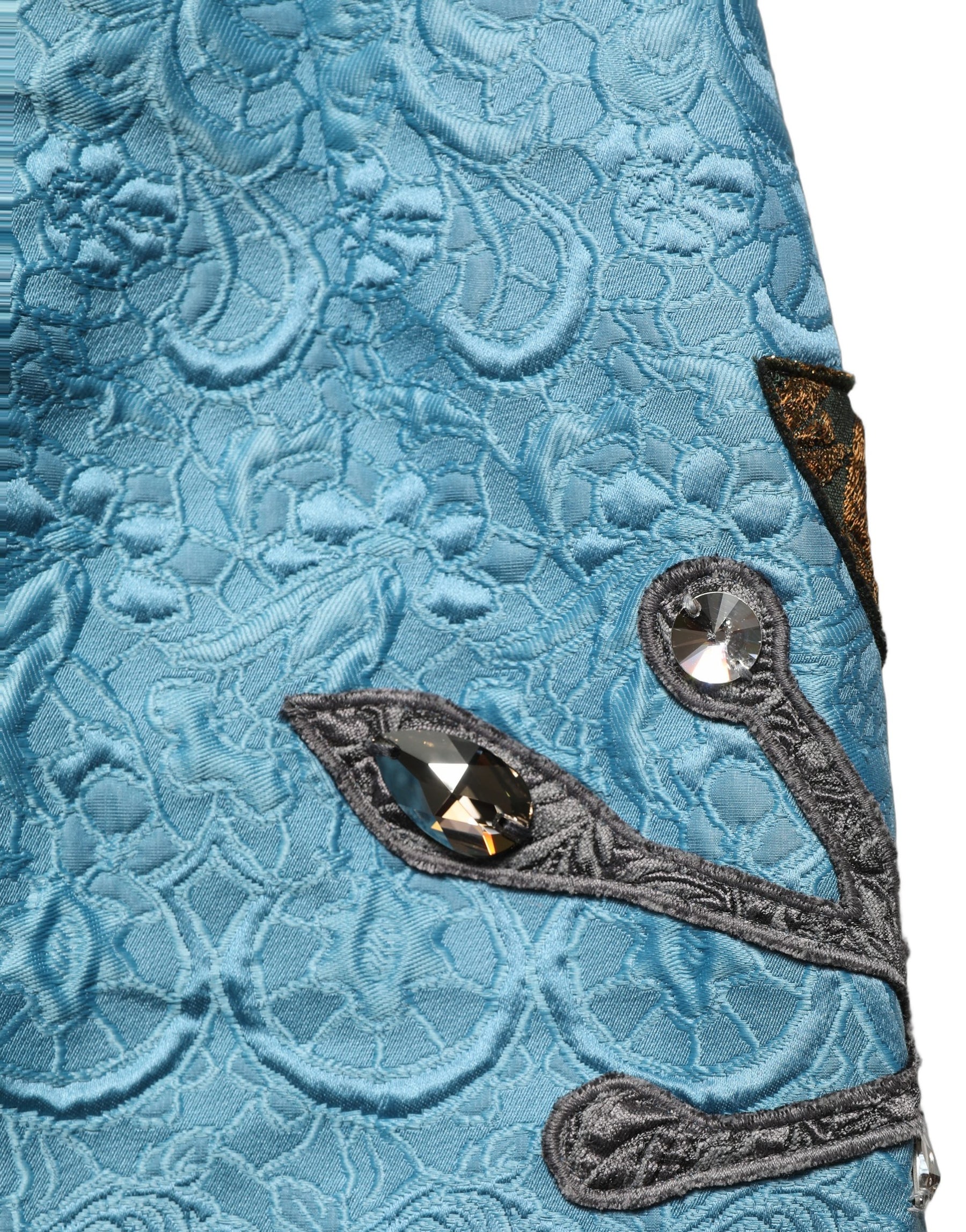 Dolce & Gabbana Blue Jacquard Embroidered A-line Skirt | Regal Royce