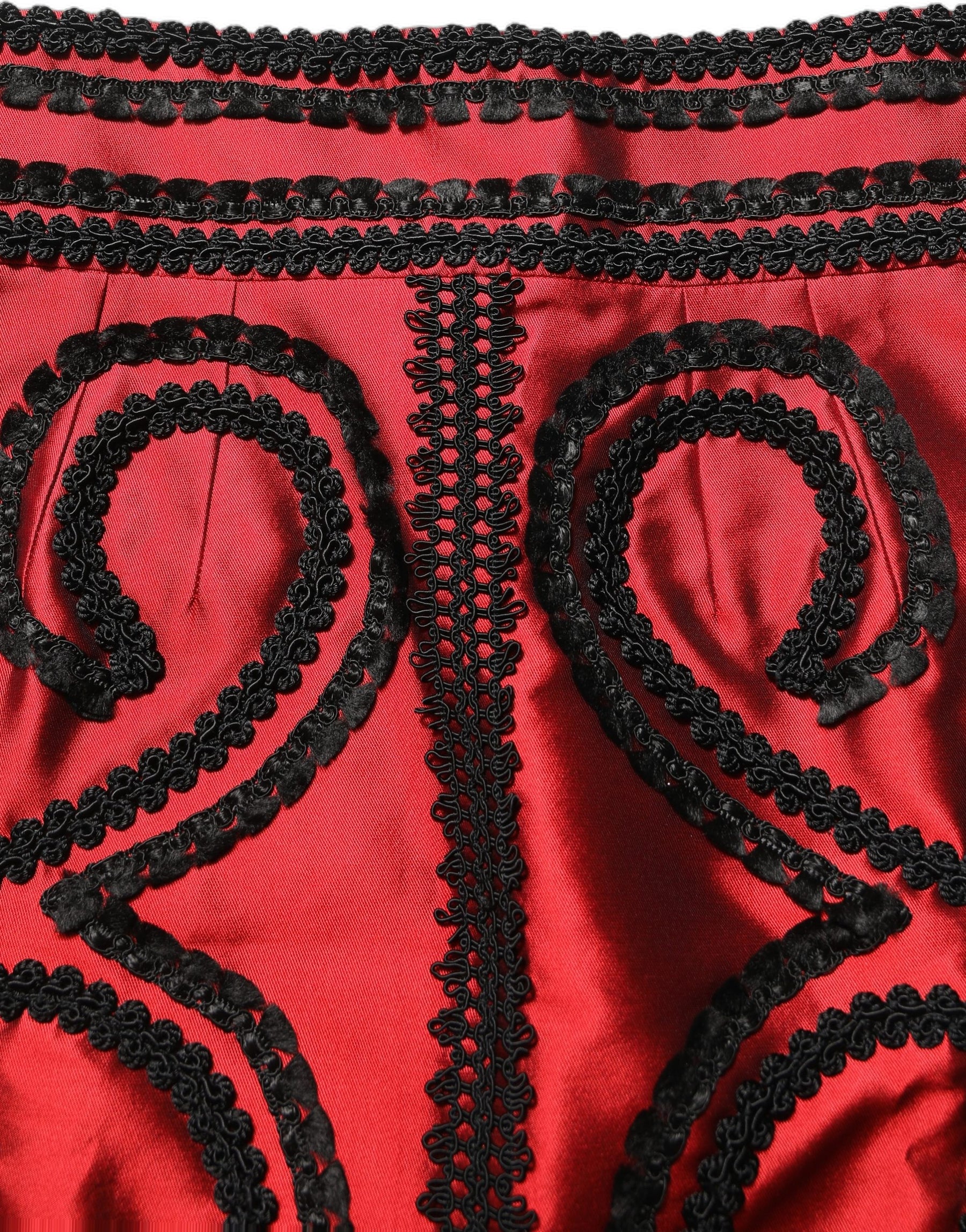 Dolce & Gabbana Red Soutache Embroidery A-line Mini Skirt | Regal Royce