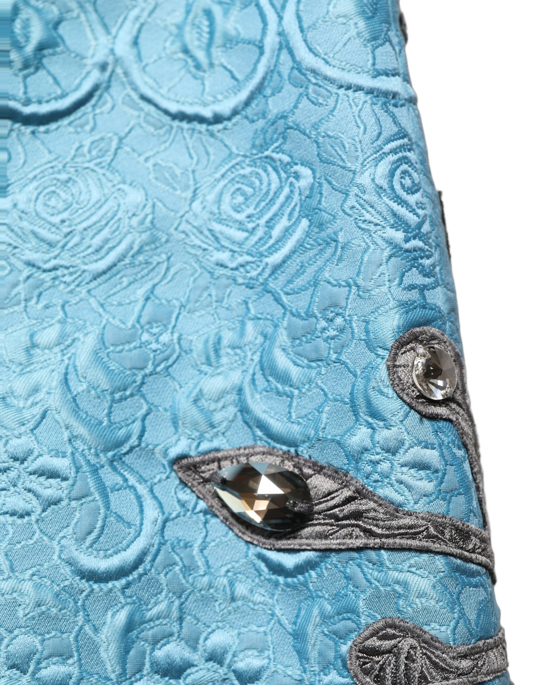 Dolce & Gabbana Blue Jacquard Embroidered A-line Midi Skirt | Regal Royce