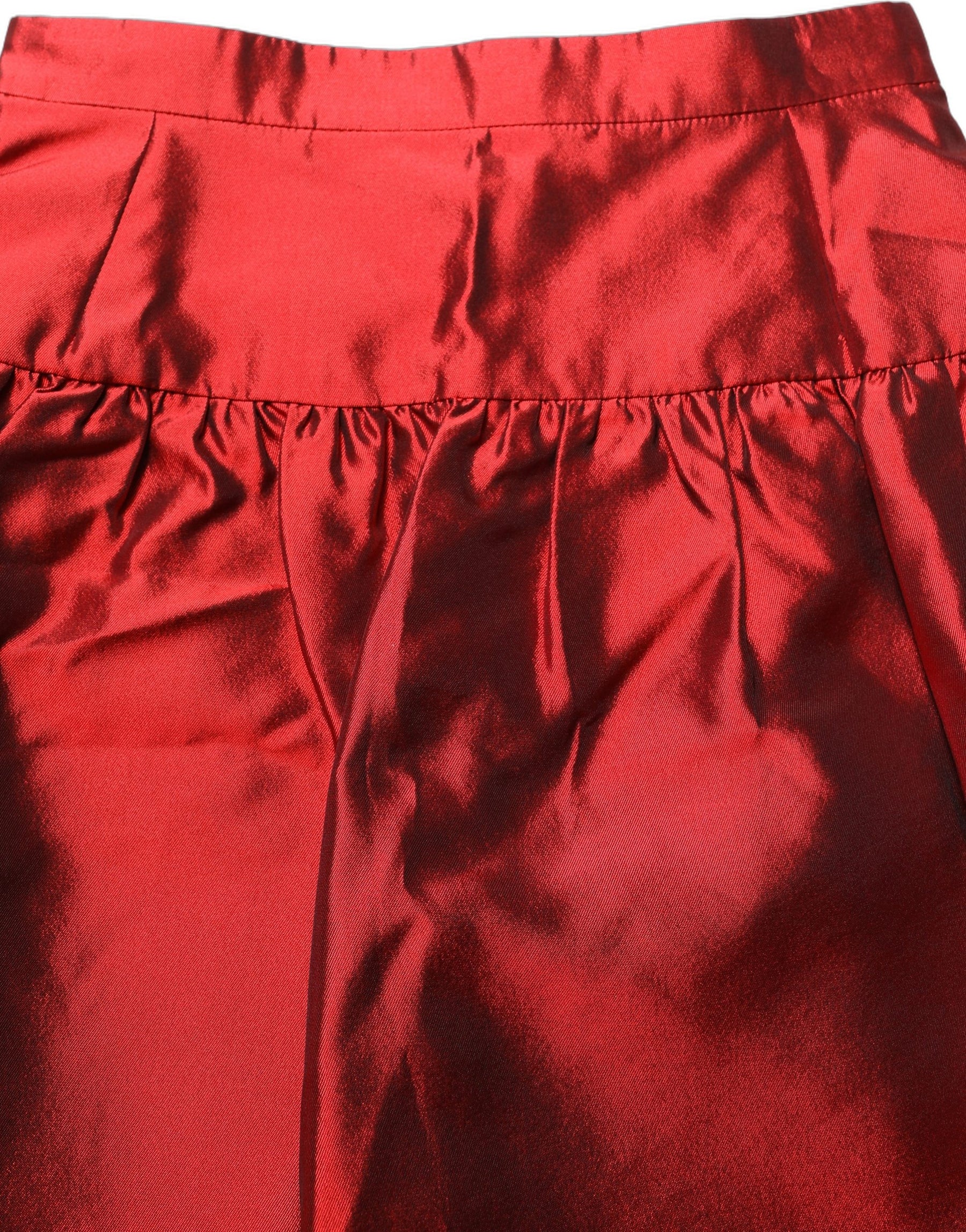 Dolce & Gabbana Red Silk Satin Bubble High Waist Mini Skirt | Regal Royce