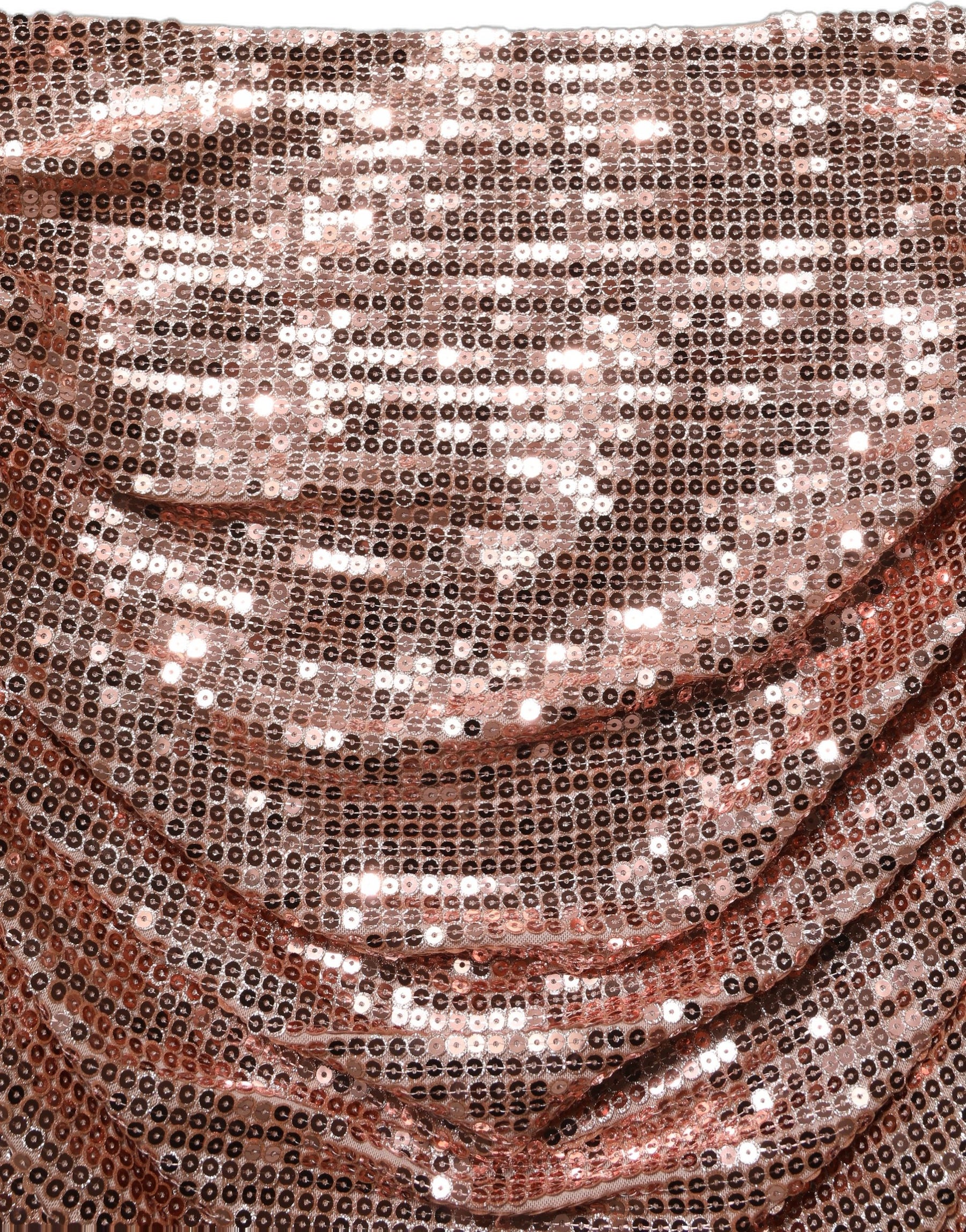 Dolce & Gabbana Rose Gold Sequin High Waist Ruched Maxi Skirt | Regal Royce