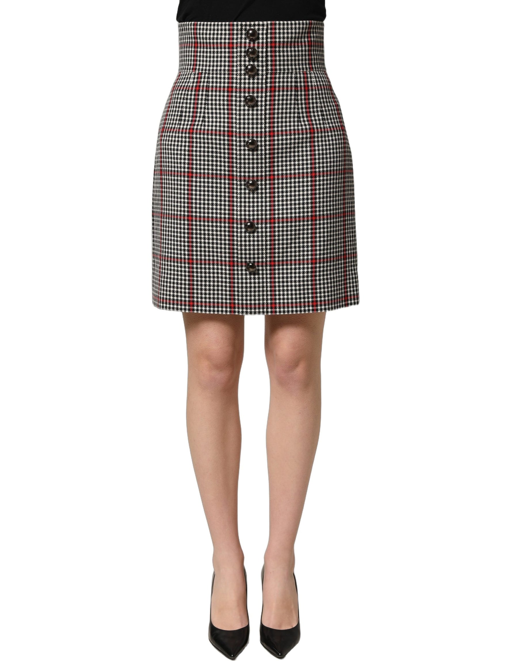 Dolce & Gabbana Gray Checkered High Waist A-line Mini Skirt | Regal Royce