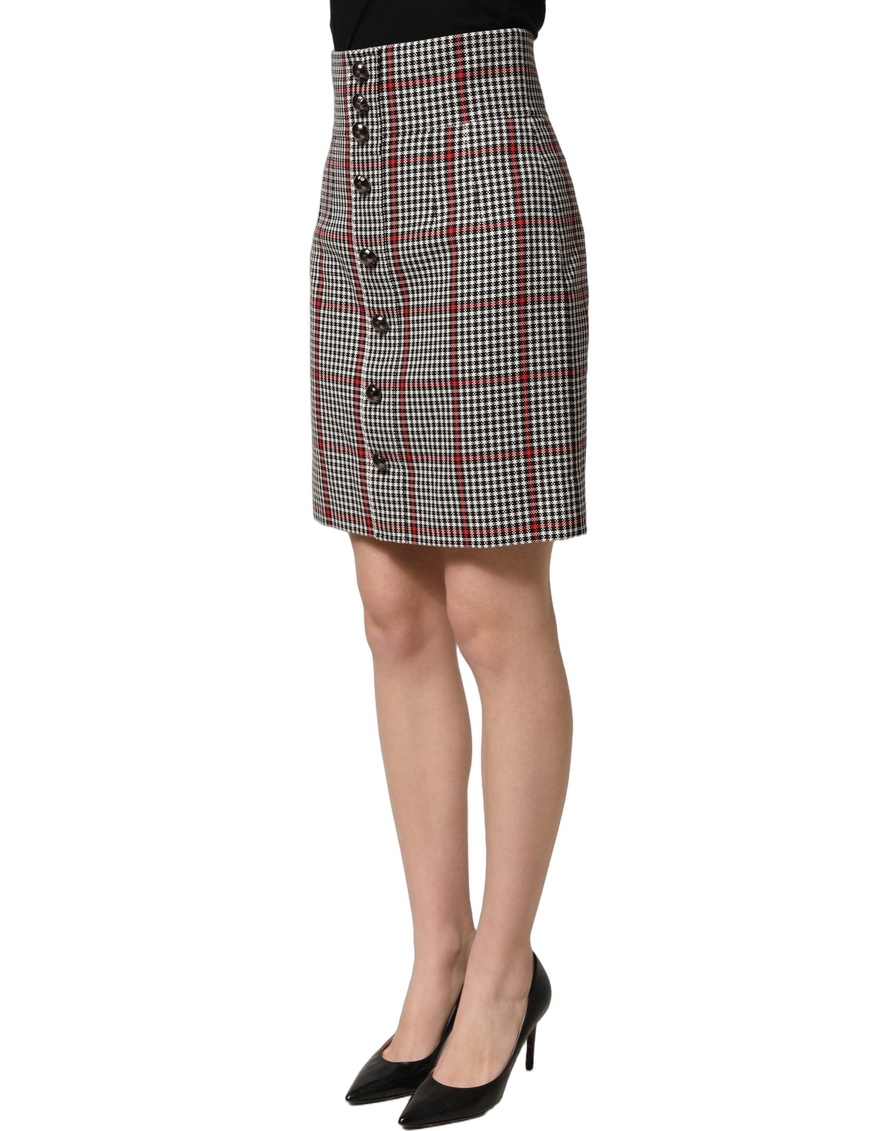 Dolce & Gabbana Gray Checkered High Waist A-line Mini Skirt | Regal Royce