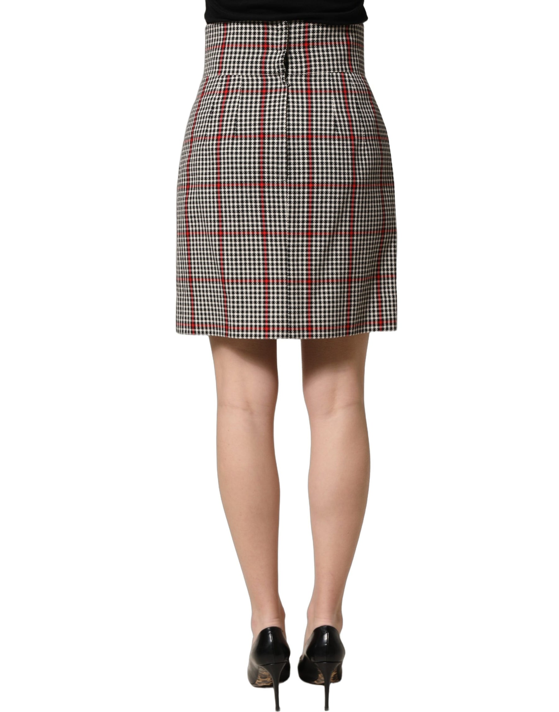 Dolce & Gabbana Gray Checkered High Waist A-line Mini Skirt | Regal Royce