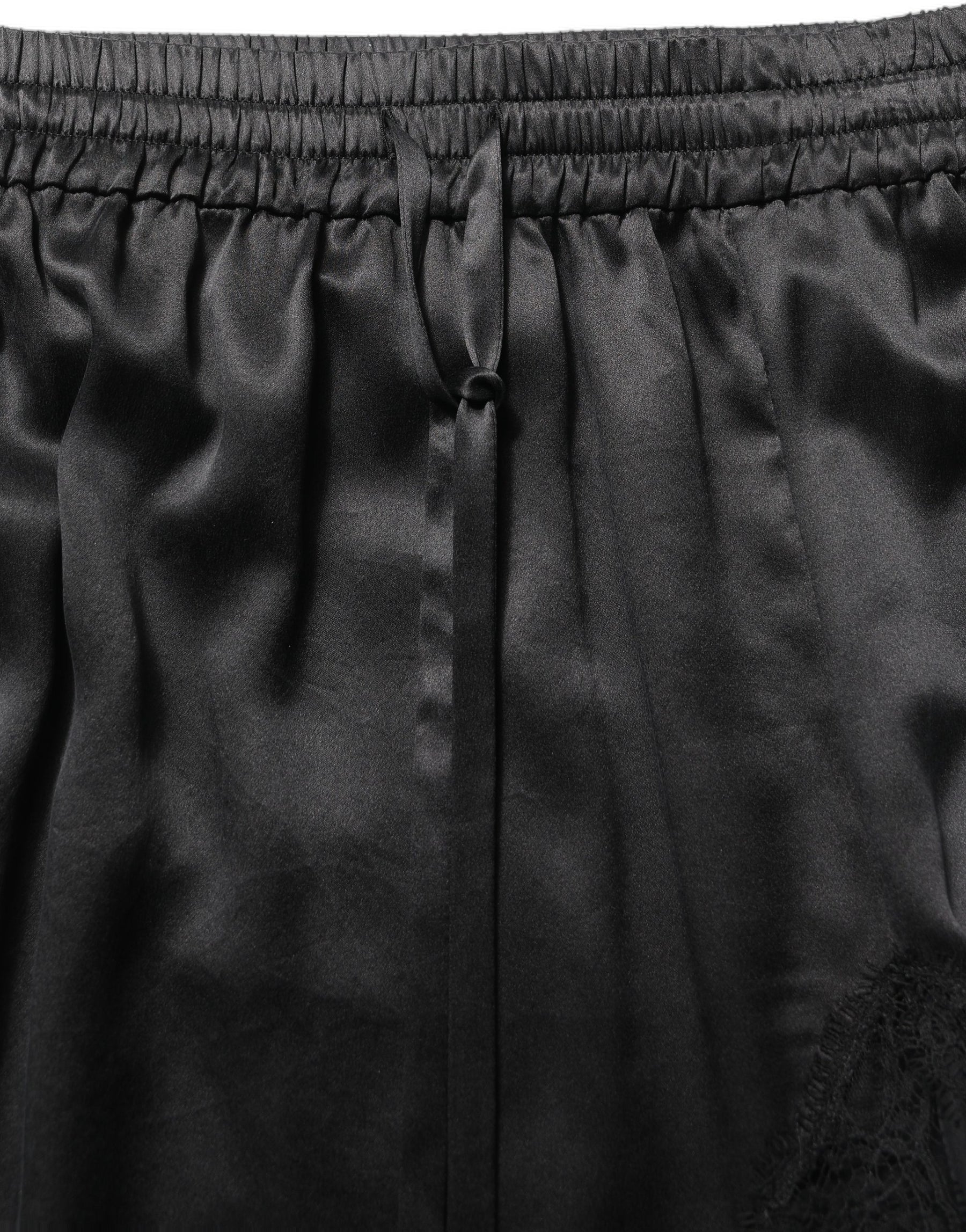 Dolce & Gabbana Black Lace Trimmed Satin Side Slit Skirt | Regal Royce