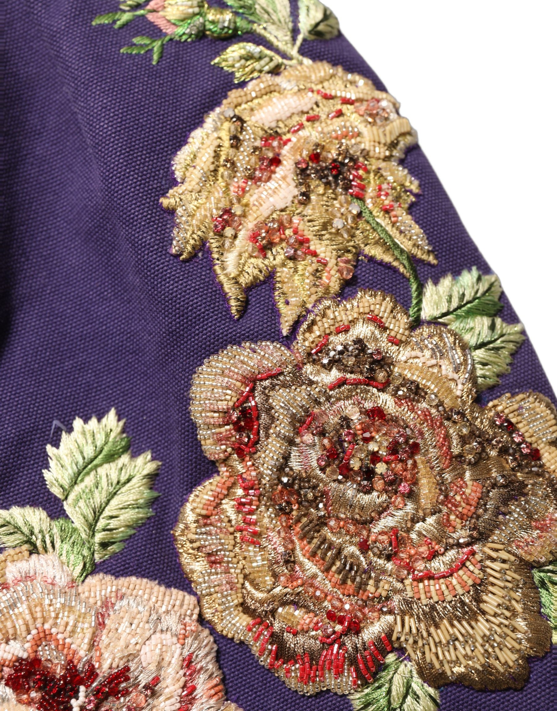 Dolce & Gabbana Purple Floral Embellsihed MidWaist Mini Skirt | Regal Royce