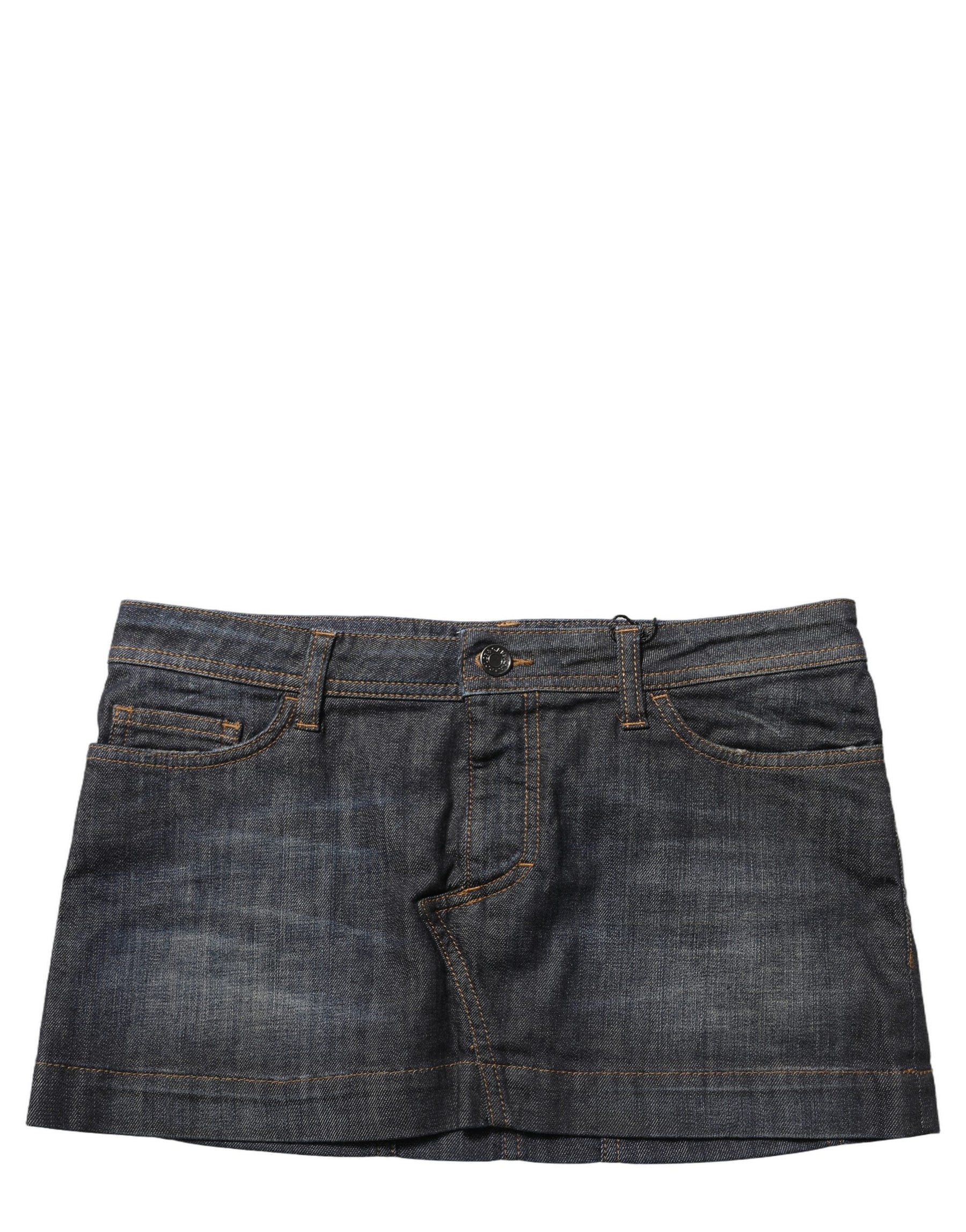 Dolce & Gabbana Black Cotton Spandex Low Waist Denim Mini Skirt | Regal Royce