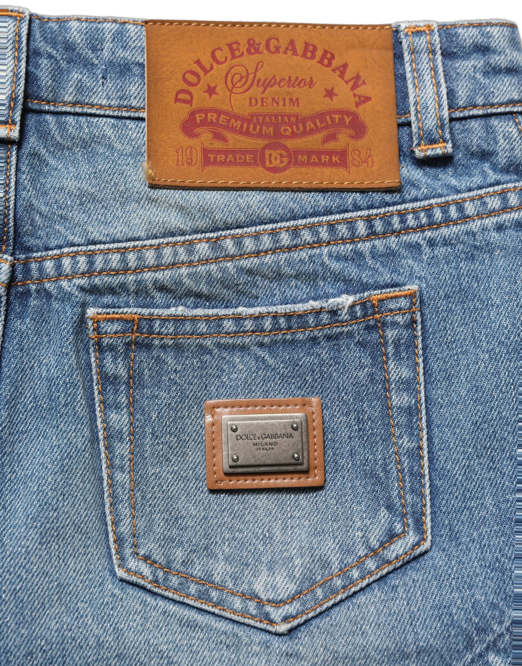 Dolce & Gabbana Blue Cotton High Waist Denim Hotpants Shorts | Regal Royce