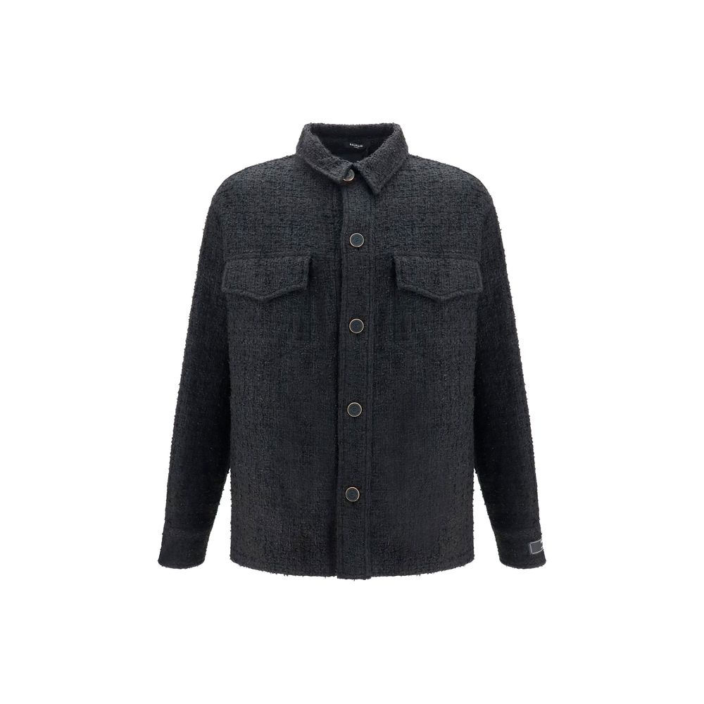 Balmain Black Cotton Full-Length Jacket | Regal Royce