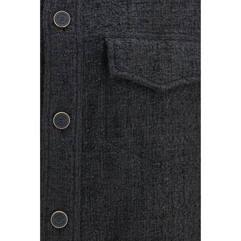 Balmain Black Cotton Full-Length Jacket | Regal Royce