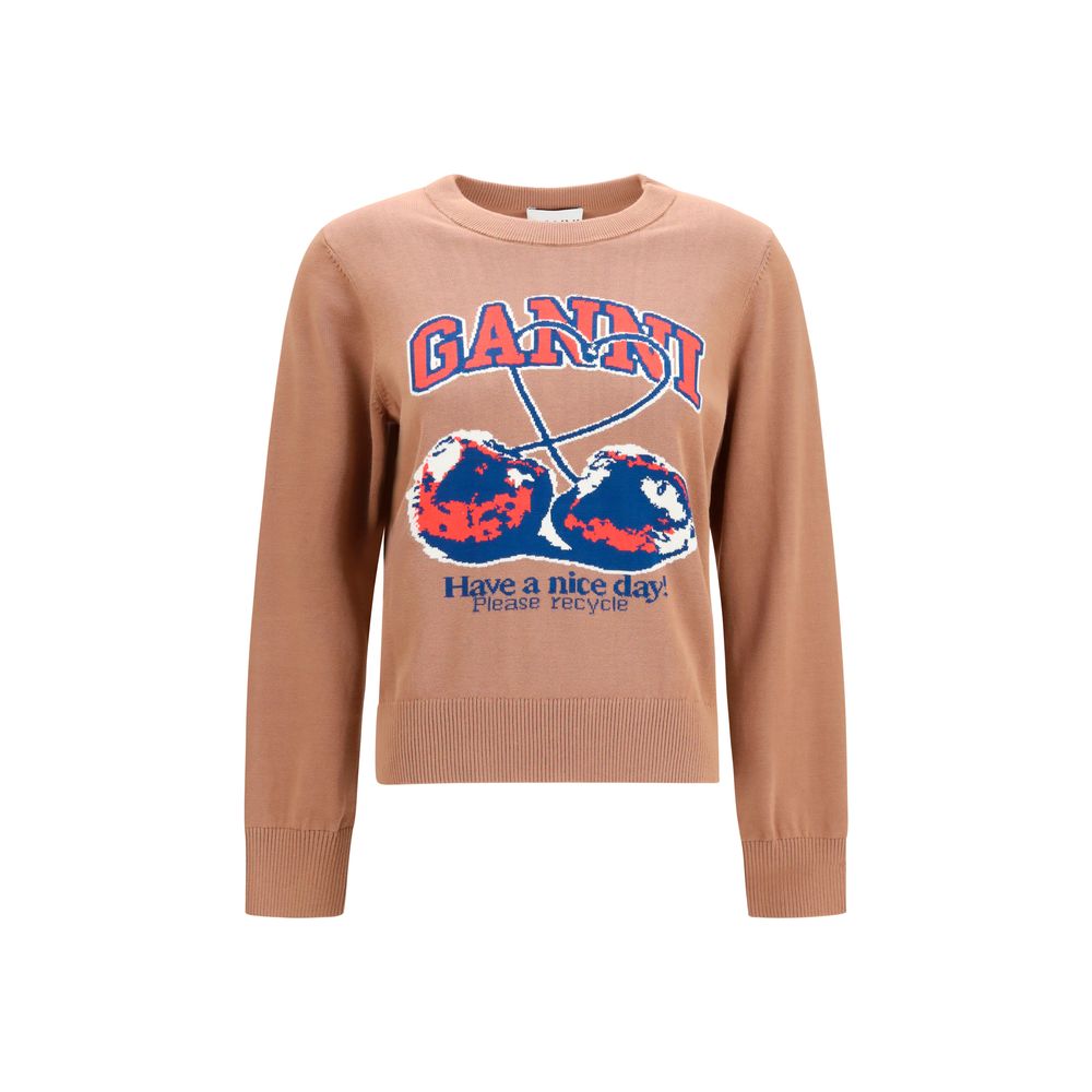 Ganni Beige Cotton Sweatshirt | Regal Royce