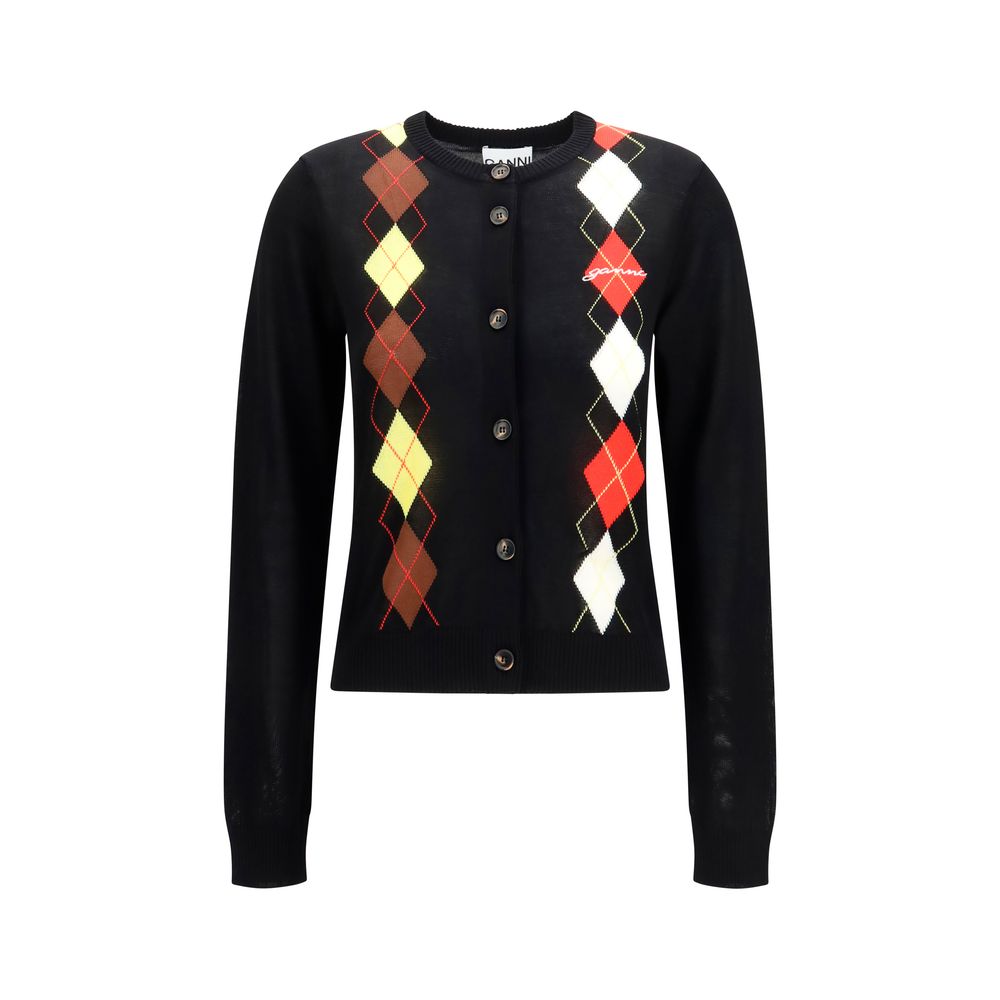 Ganni Black Cotton Cardigan | Regal Royce