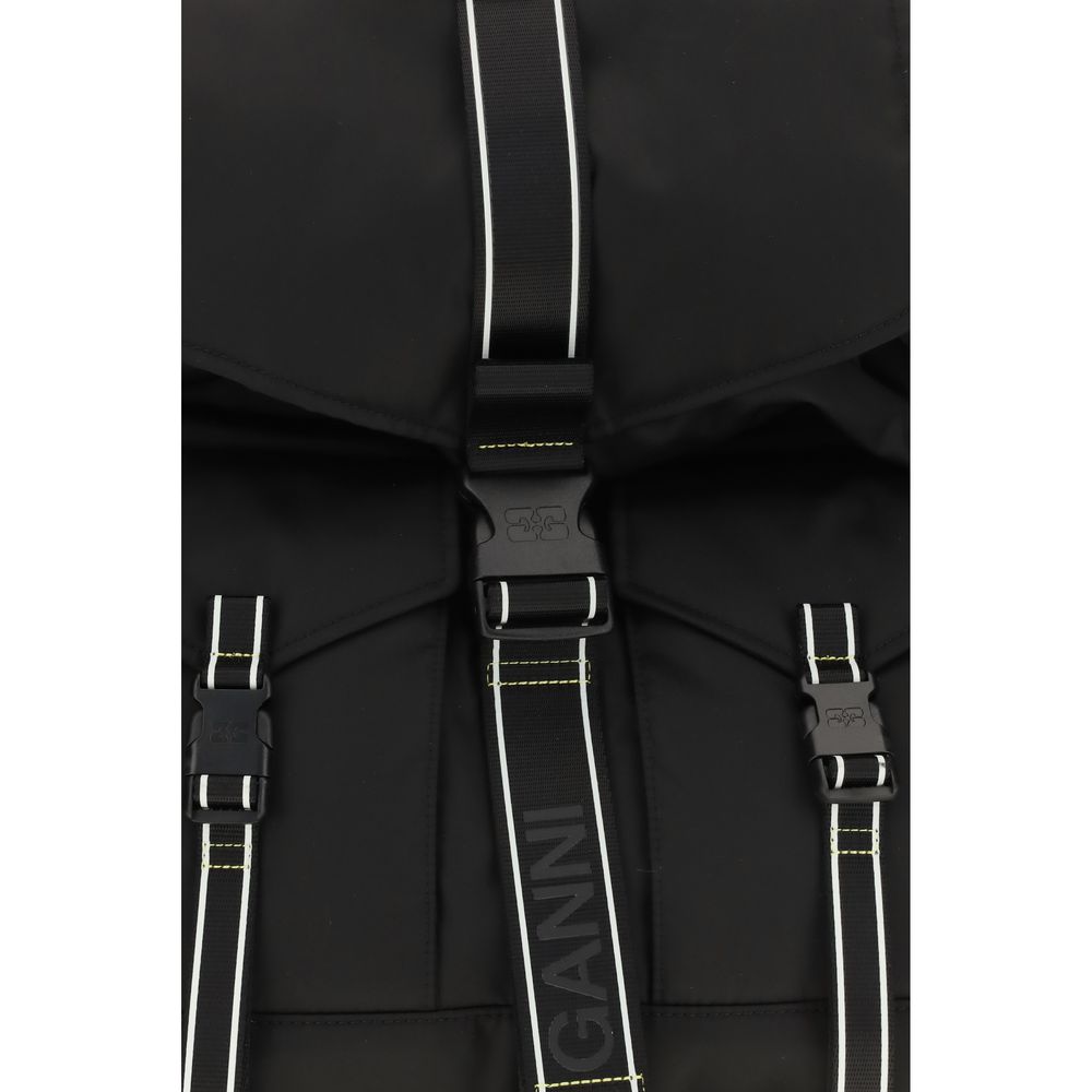 Ganni Black Recycled Polyamide Backpack | Regal Royce