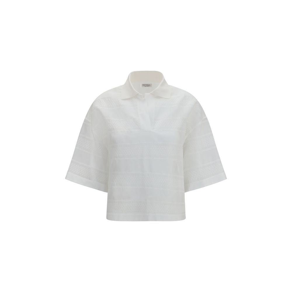 Brunello Cucinelli White Cotton Polo Shirt | Regal Royce
