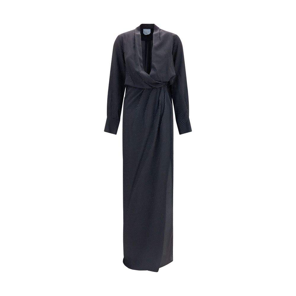 SA SU PHI Black Silk Long Dress | Regal Royce