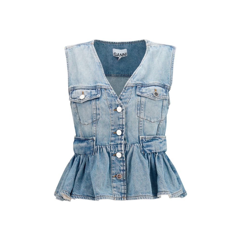 Ganni Blue Cotton Denim Jacket | Regal Royce