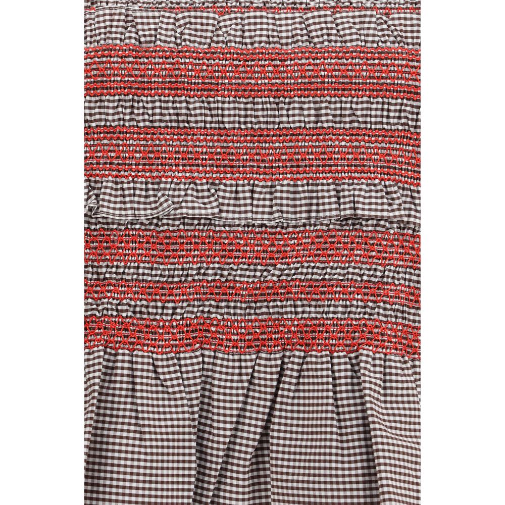 Ganni Brown Cotton Sleeveles T-Shirt | Regal Royce