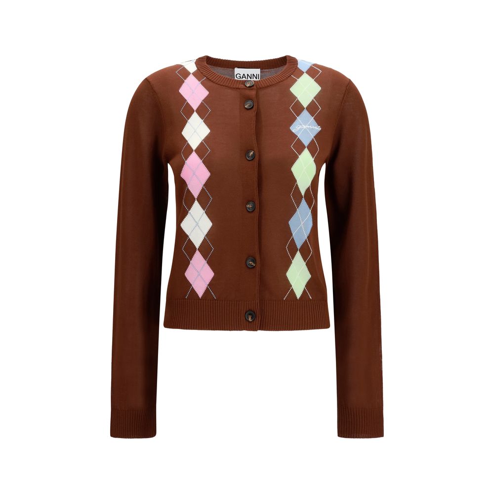 Ganni Brown Cotton Cardigan | Regal Royce