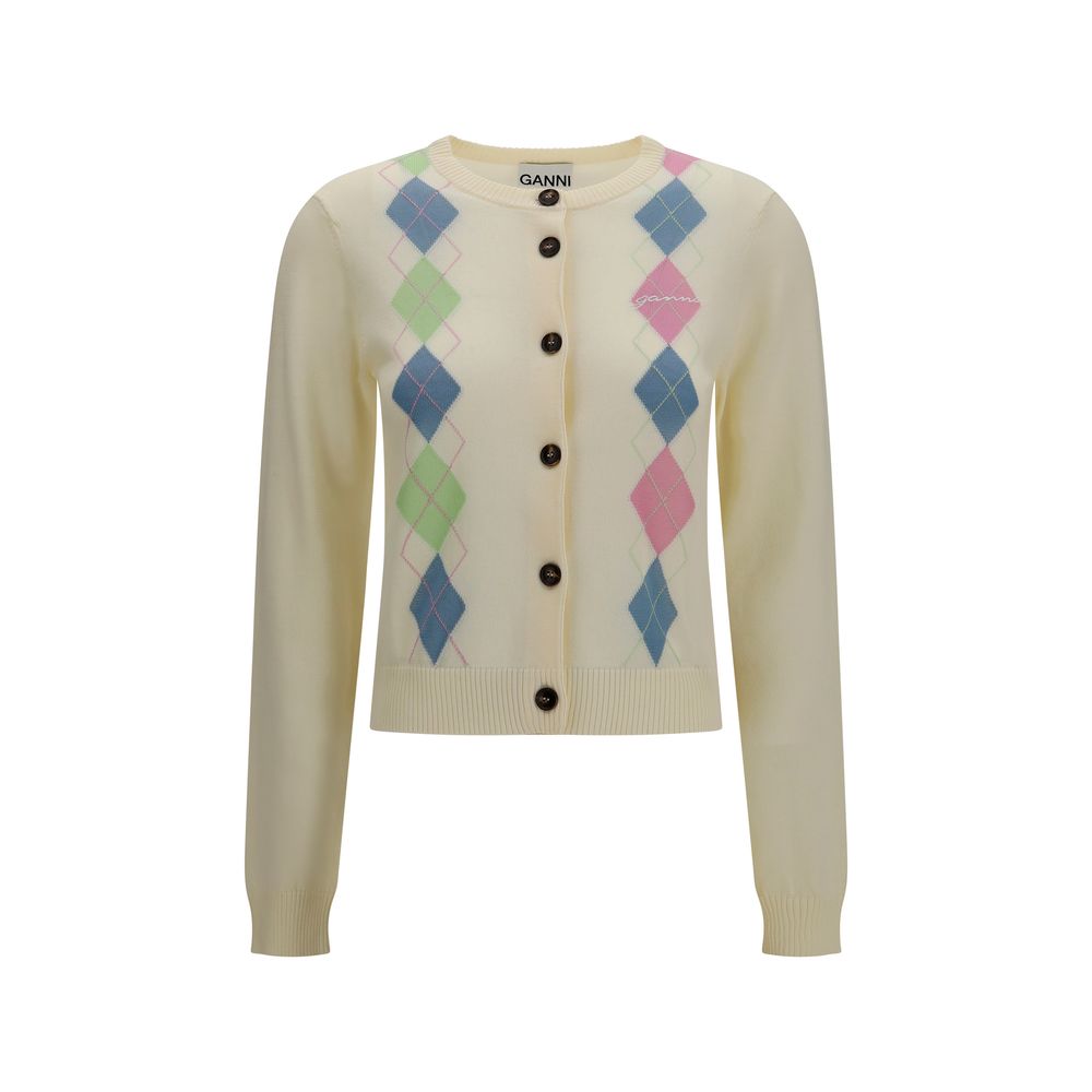 Ganni Beige Cotton Cardigan | Regal Royce