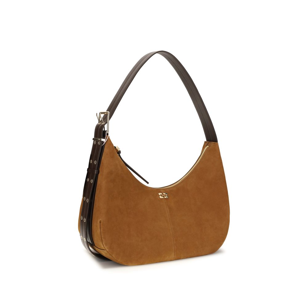 Ganni Brown Recycled Polyester Shoulder Bag | Regal Royce