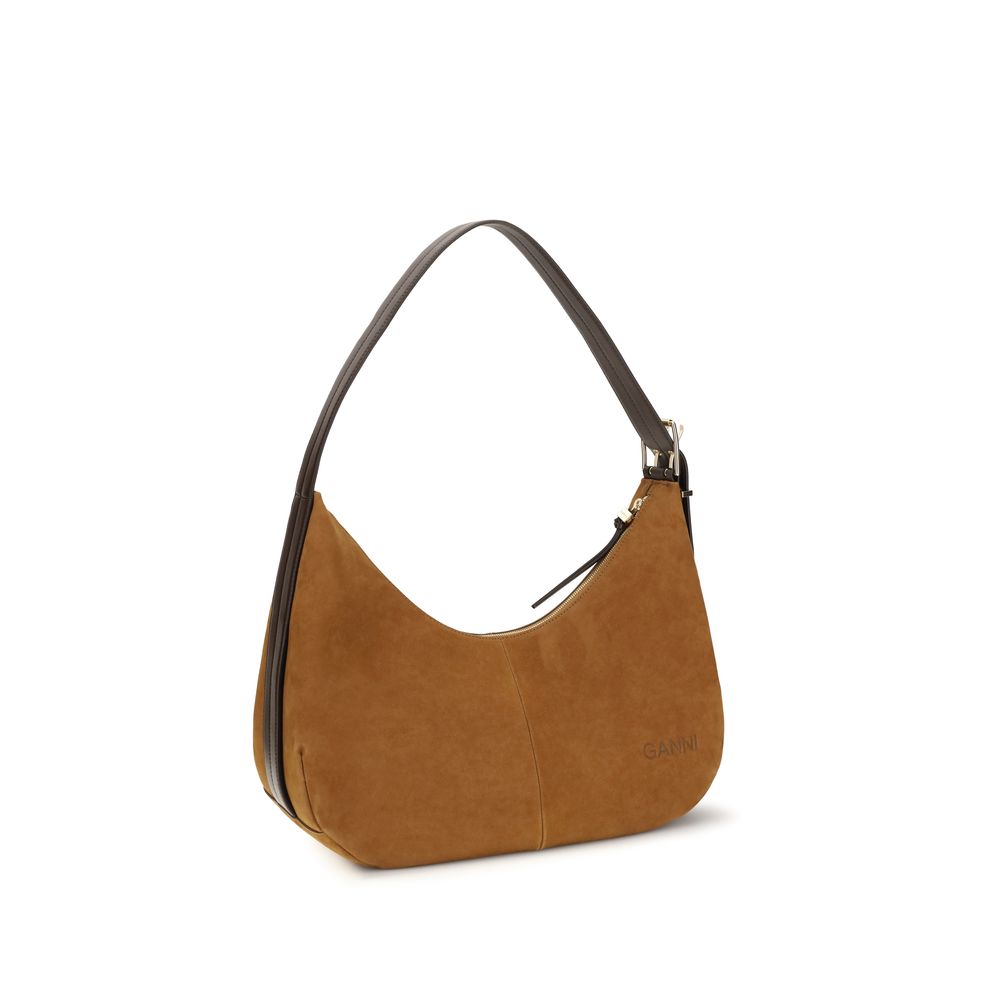 Ganni Brown Recycled Polyester Shoulder Bag | Regal Royce