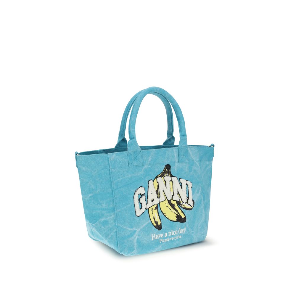 Ganni Blue Recycled Cotton Shoulder Bag | Regal Royce