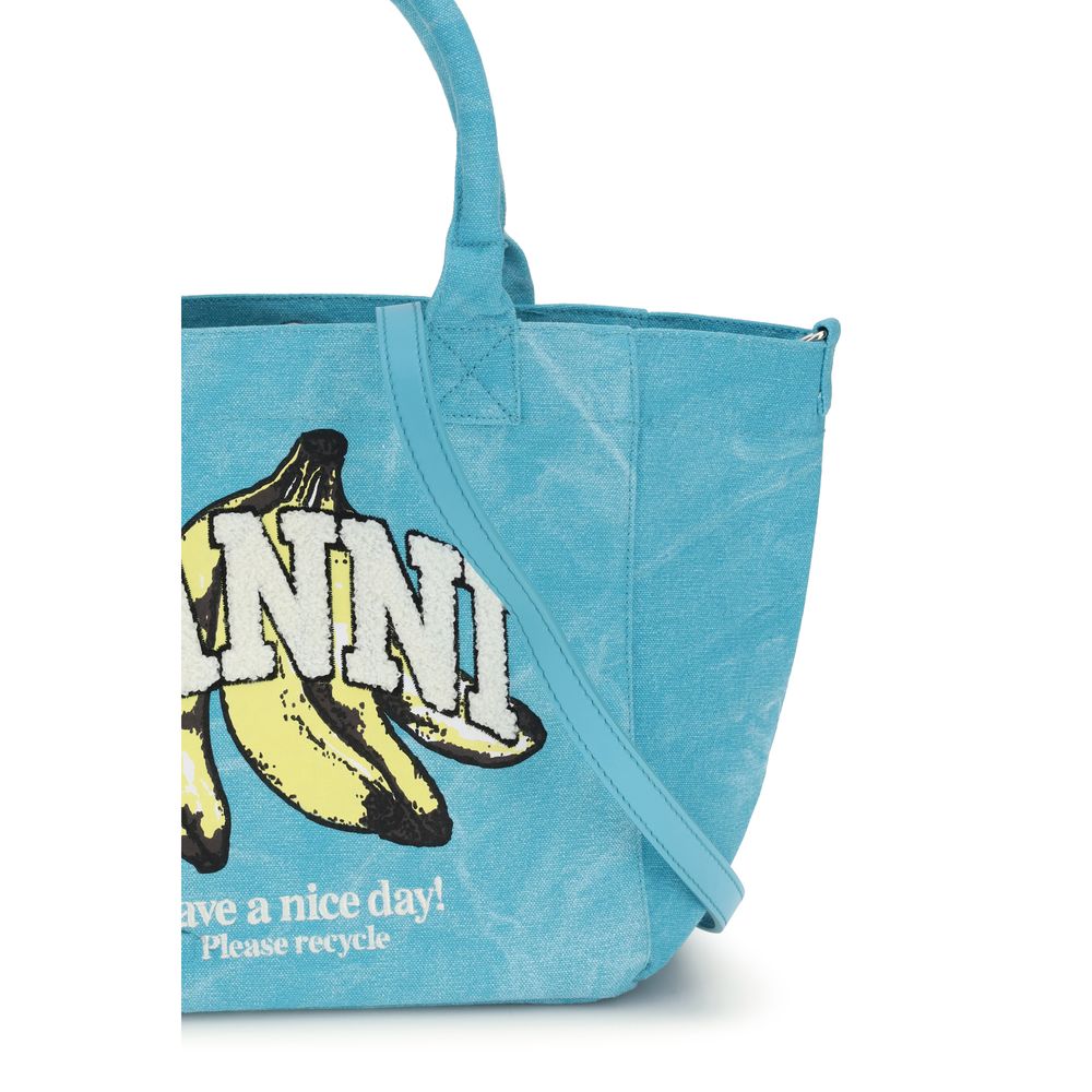 Ganni Blue Recycled Cotton Shoulder Bag | Regal Royce