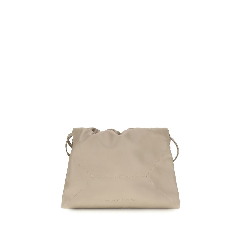 Brunello Cucinelli Beige Calf Leather Bos Taurus Shoulder Bag | Regal Royce