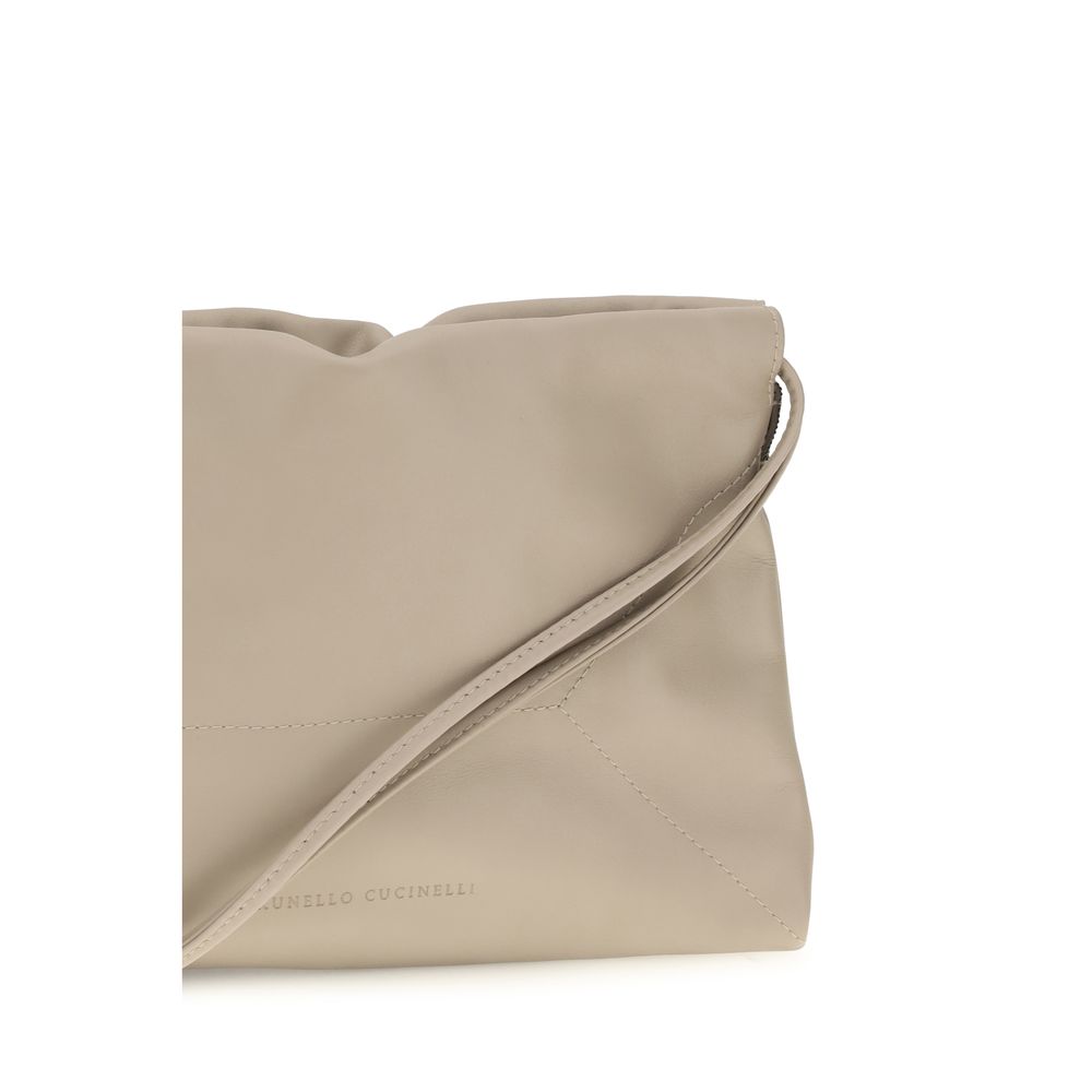 Brunello Cucinelli Beige Calf Leather Bos Taurus Shoulder Bag | Regal Royce